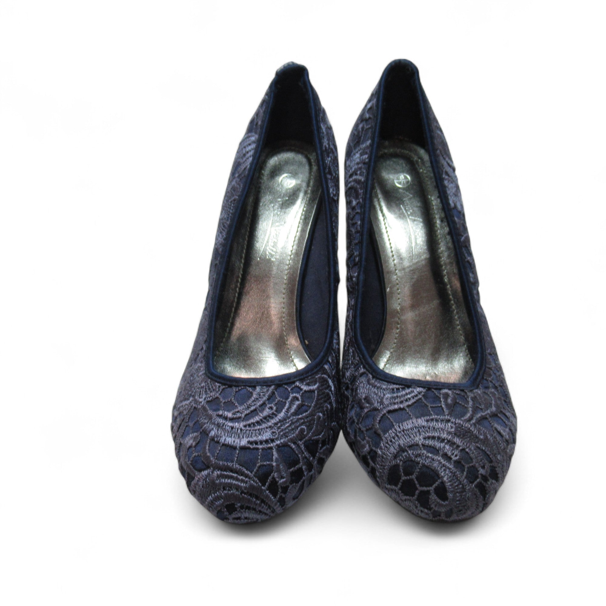 front image for Anne Michelle Court Shoes UK 7 Blue Lace Womenswear | Pre-loved