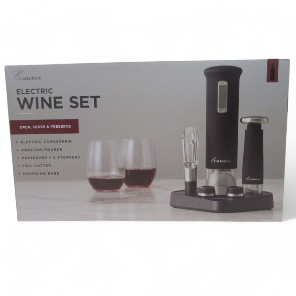 Rabbit Electric Wine Set Open Serve Preserve Boxed Preloved