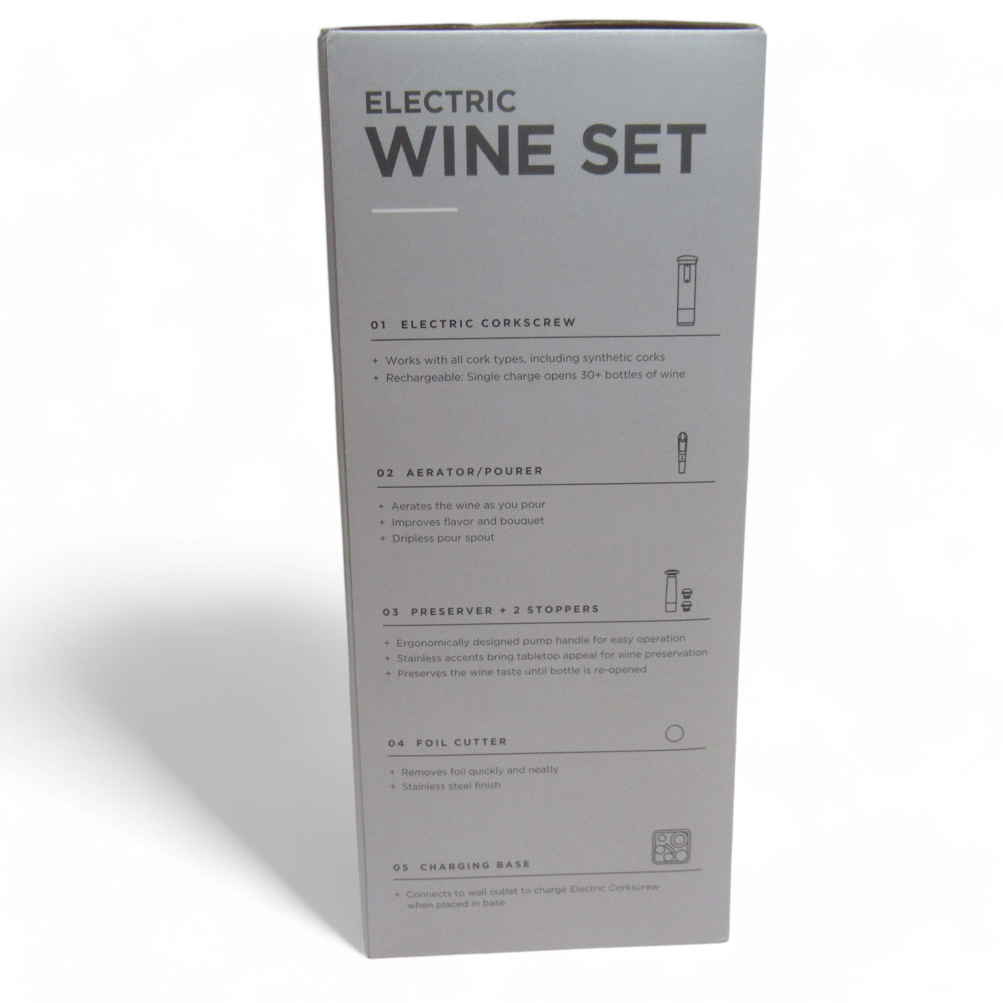 Side image of Rabbit Electric Wine Set Open Serve & Preserve Boxed