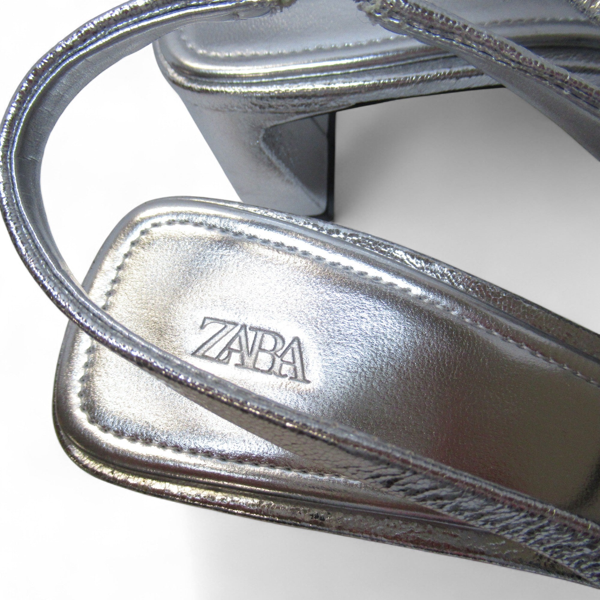 brand label image for Zara Slingback Shoes Silver UK 6.5 Block Heel Womenswear | Pre-loved