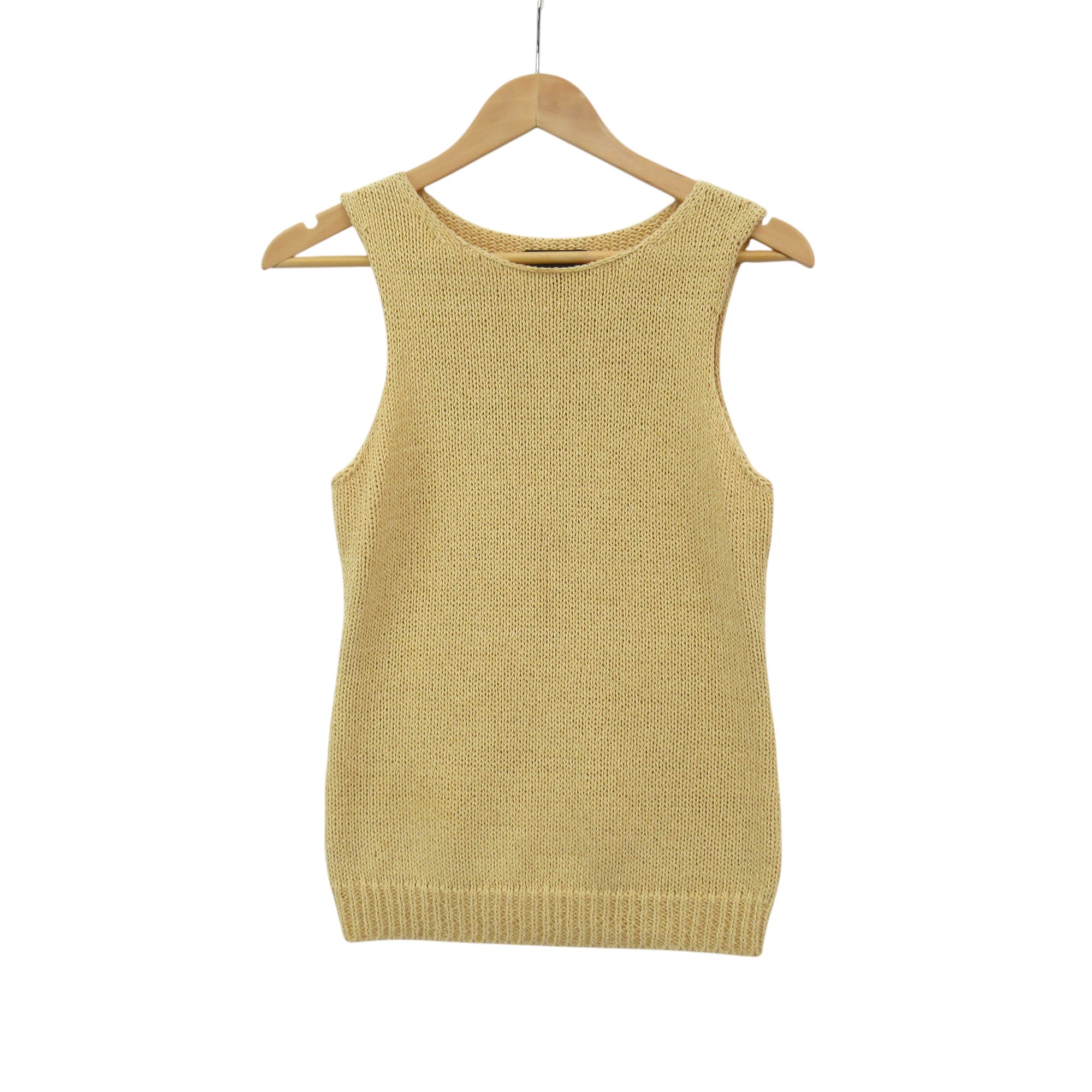 front image for Theory Crochet Sleeveless Top Medium Gold Womenswear | Pre-loved