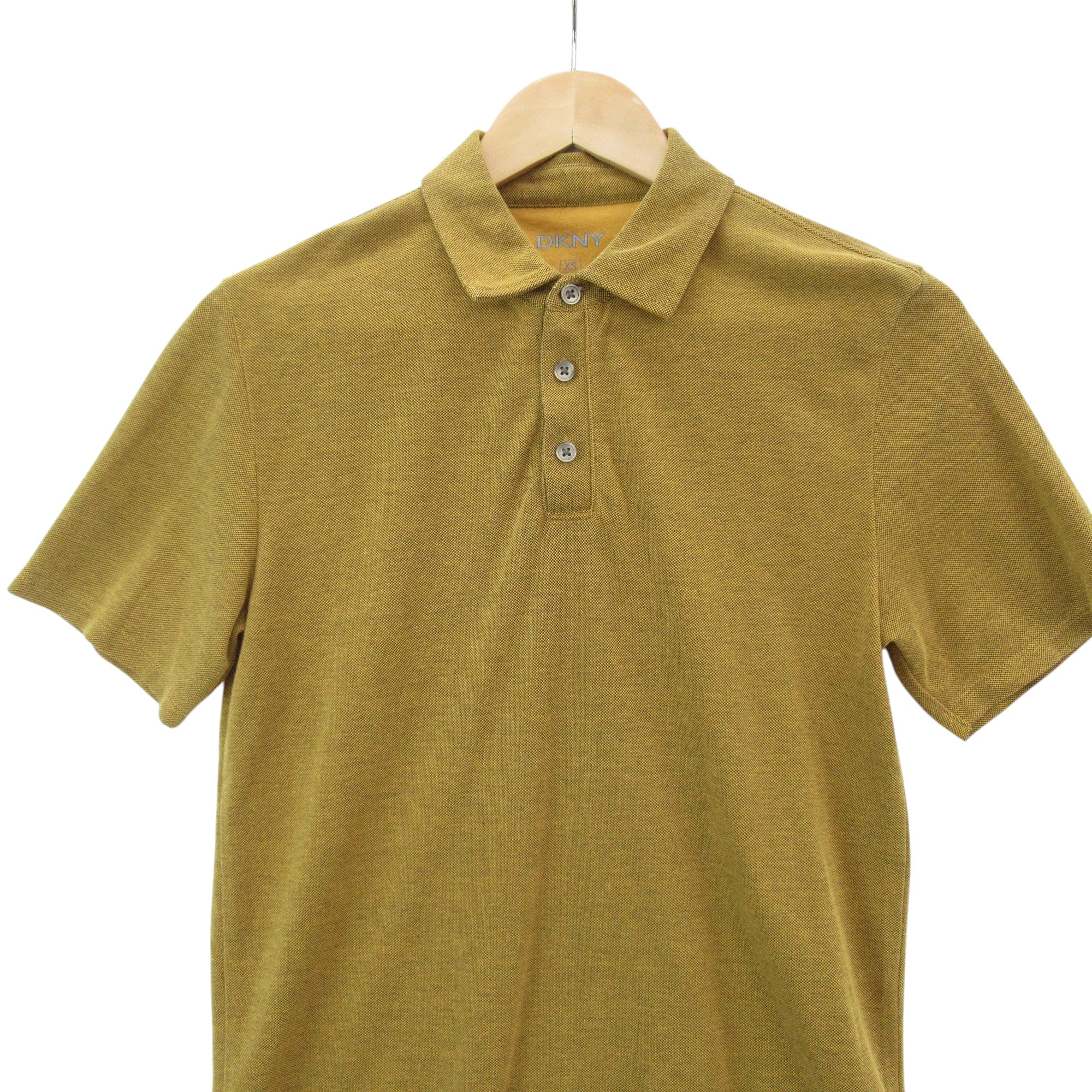 front image for DKNY Polo T Shirt Slim XS Mustard Womenswear | Preloved