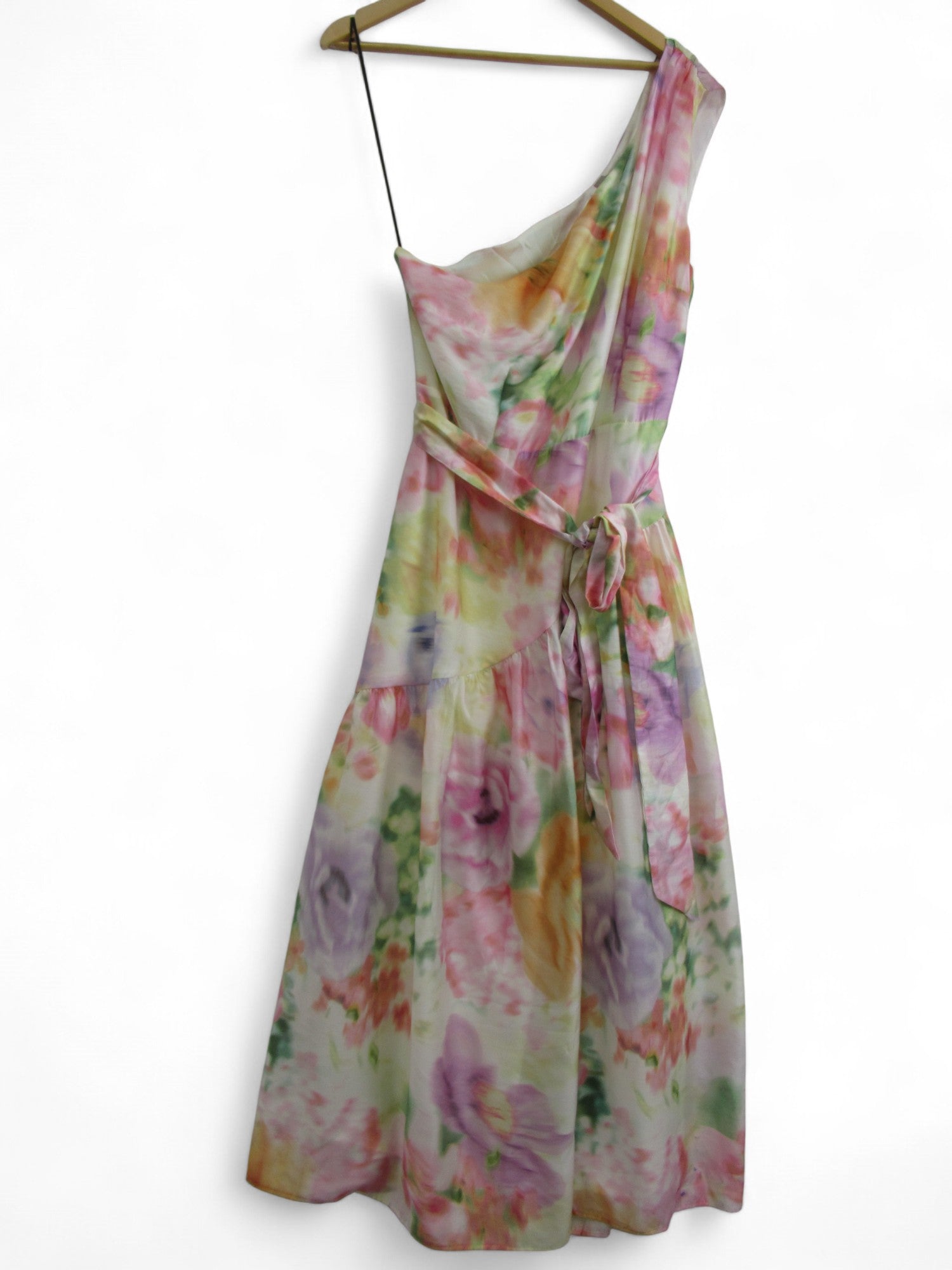front image for One Shoulder Dress UK 20 Multicoloured Floral Womenswear | Pre-loved