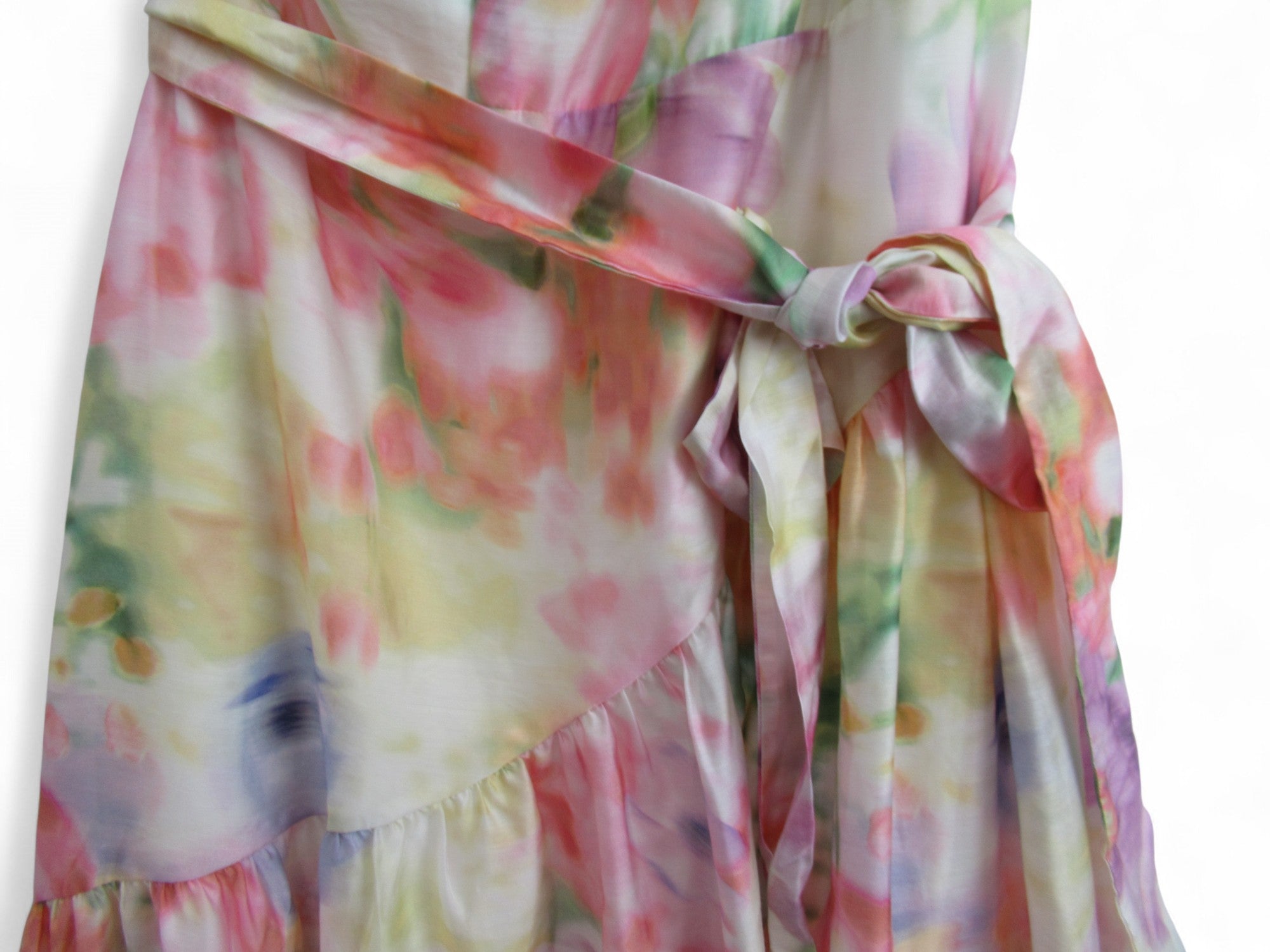tie waist image for One Shoulder Dress UK 20 Multicoloured Floral Womenswear | Pre-loved