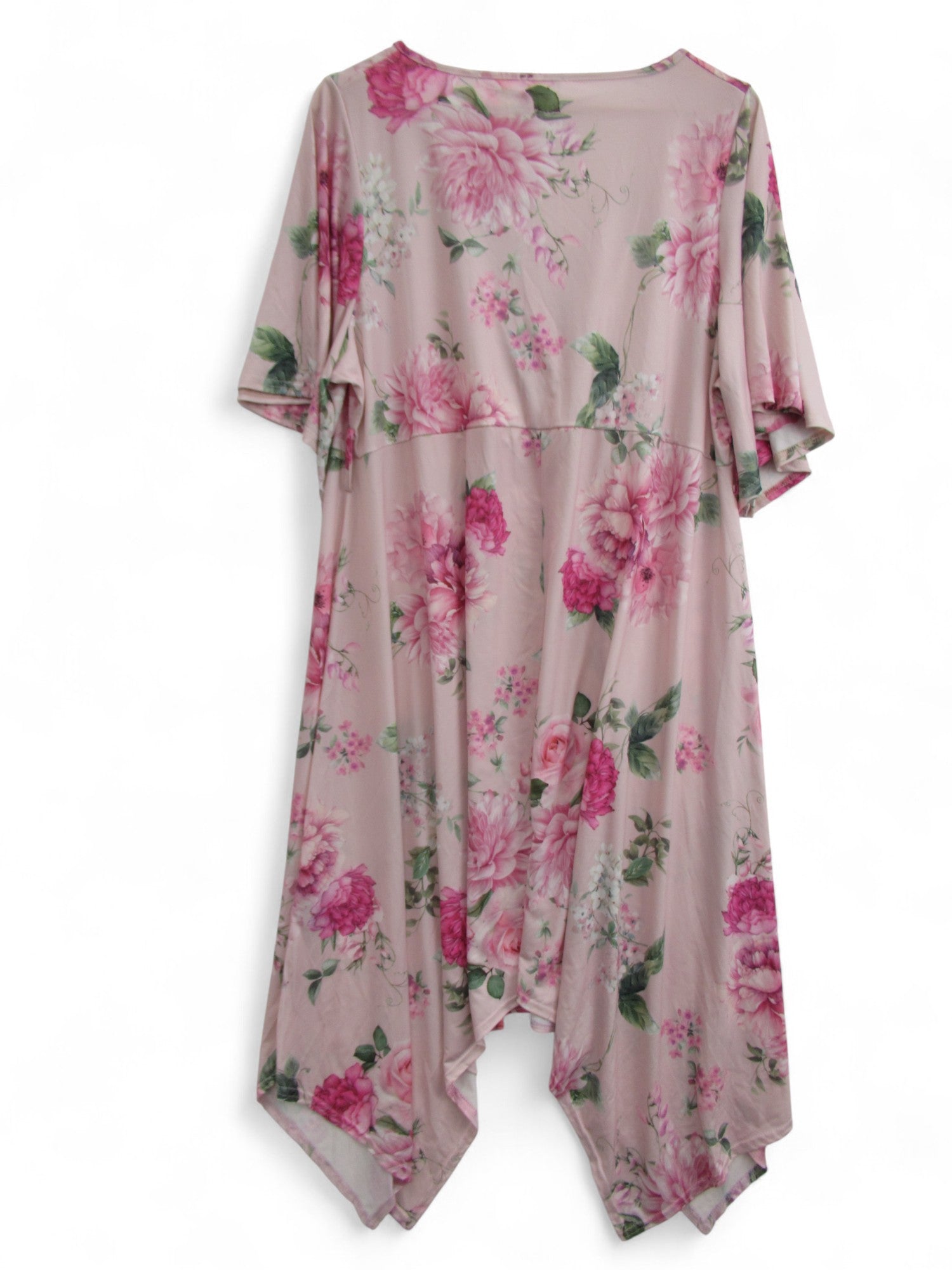 back image for Yours Asymmetric Hem Dress UK 22 Pink Floral Womenswear | Pre-loved