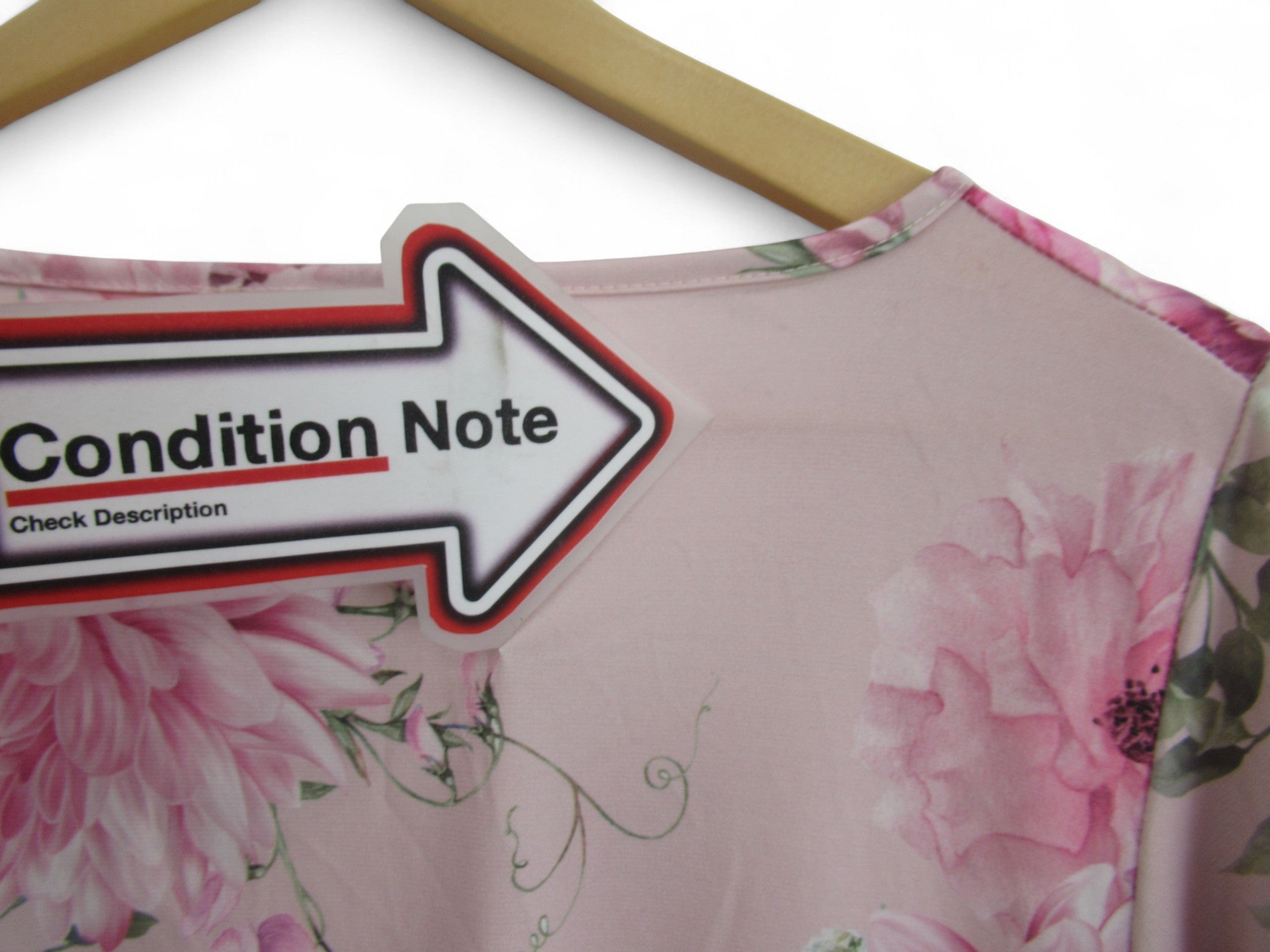 condition image for Yours Asymmetric Hem Dress UK 22 Pink Floral Womenswear | Pre-loved