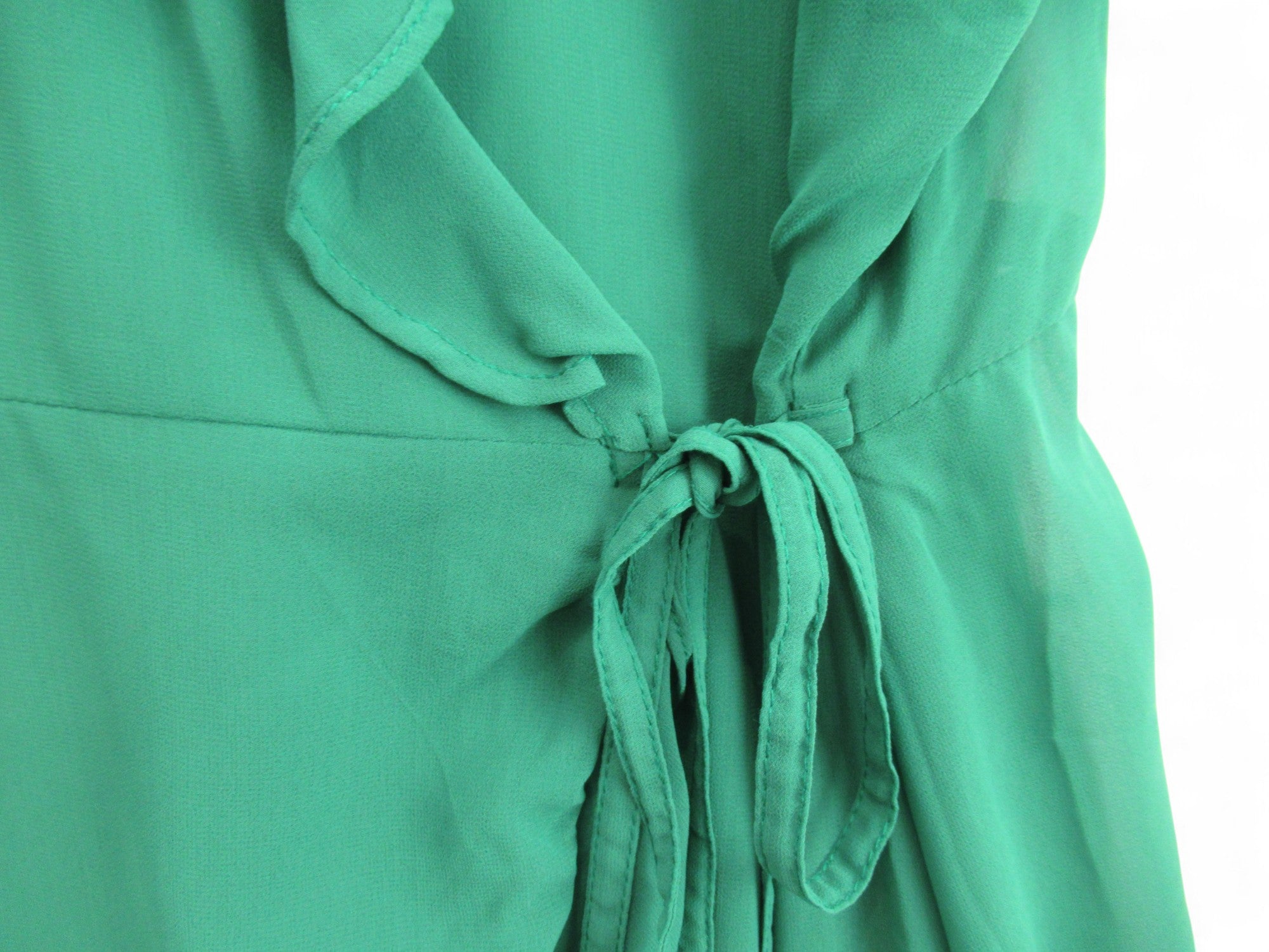 tie waist image for Yumi Wrap Dress UK 22 Green Chiffon Womenswear | Pre-loved 