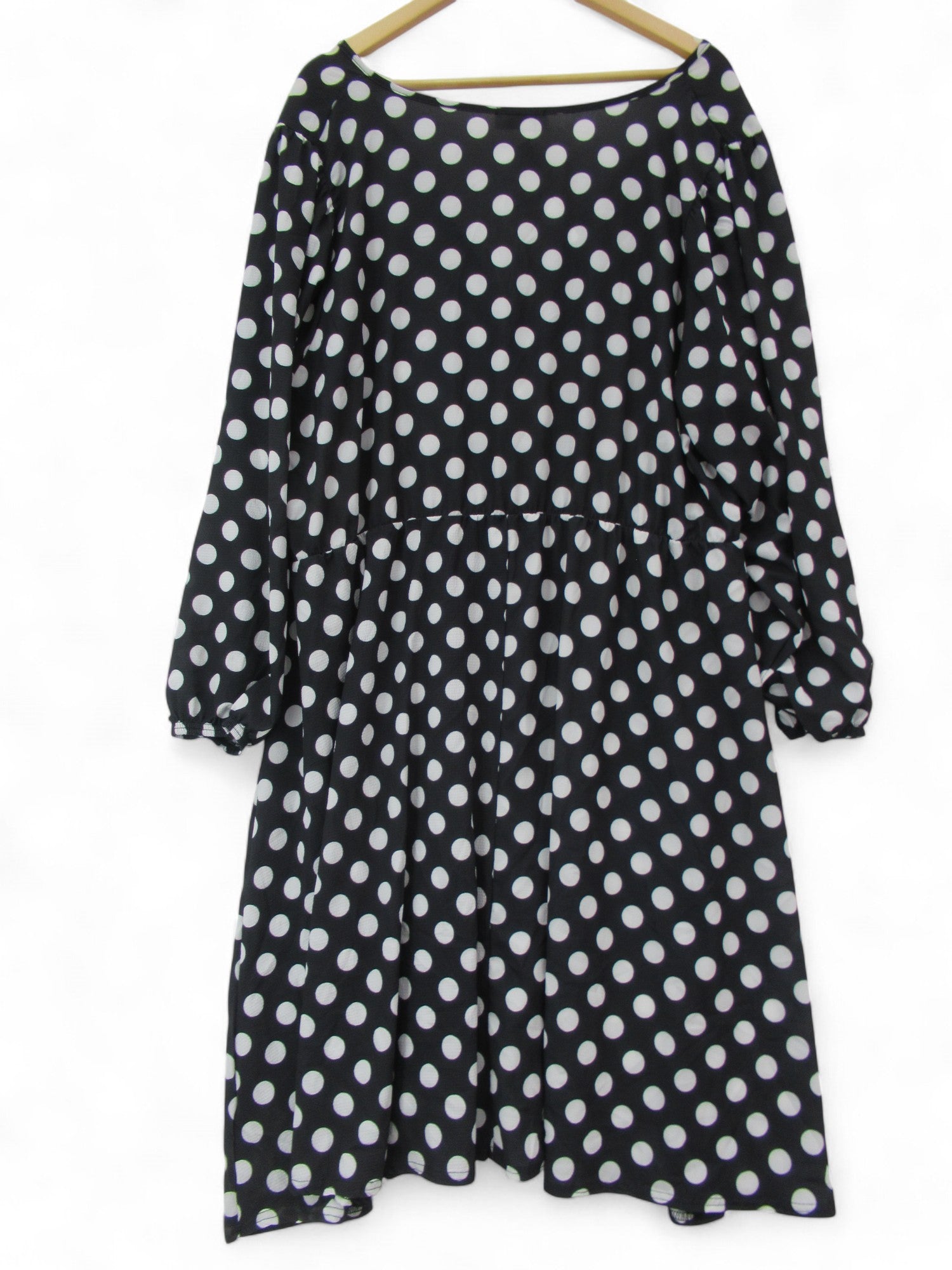 back image for Yours Spotty Dress Black White UK 26/28 Womenswear | Pre-loved