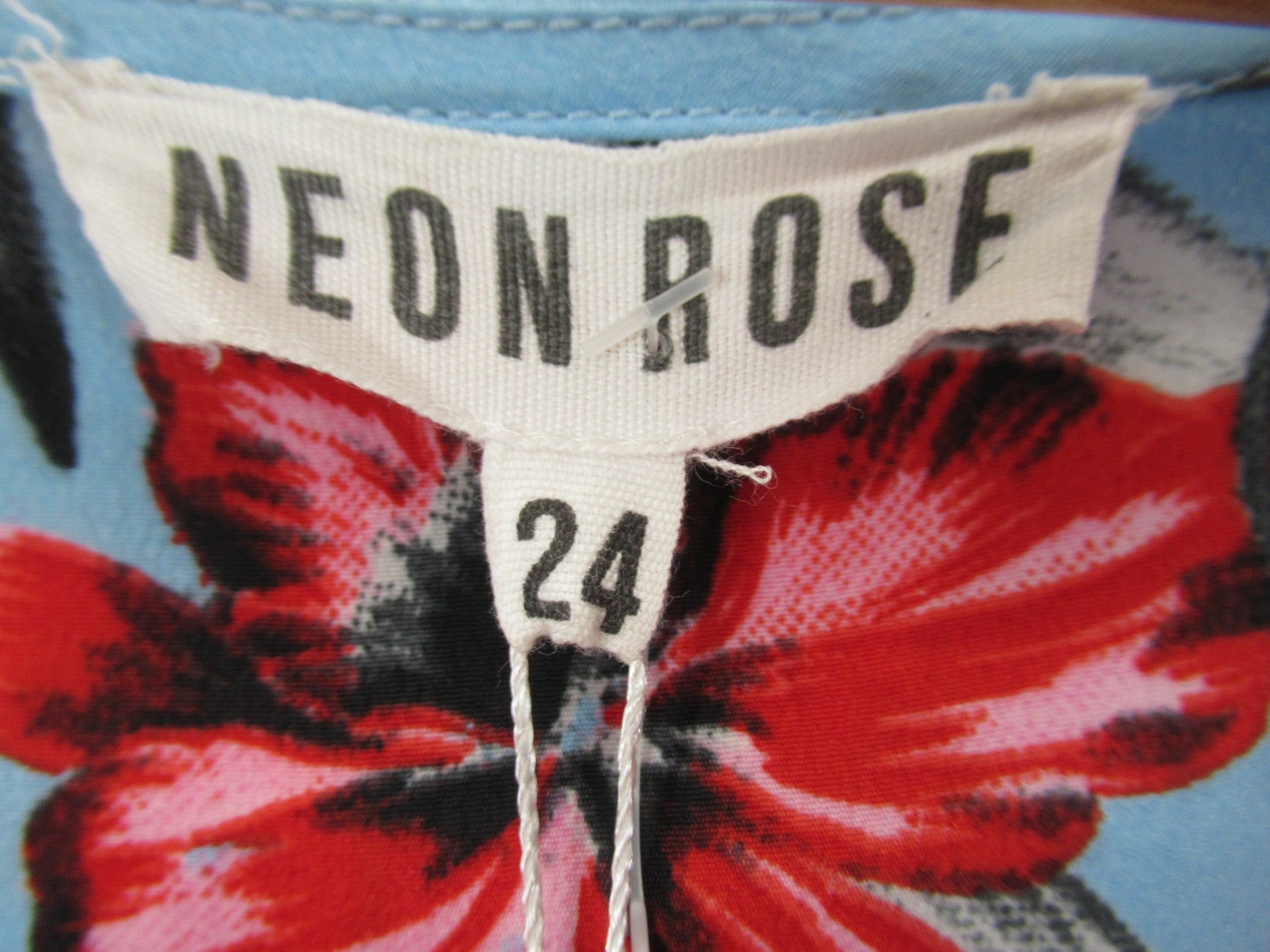 label image for Neon Rose Floral Dress UK 24 Blue Red Womenswear | Pre-loved