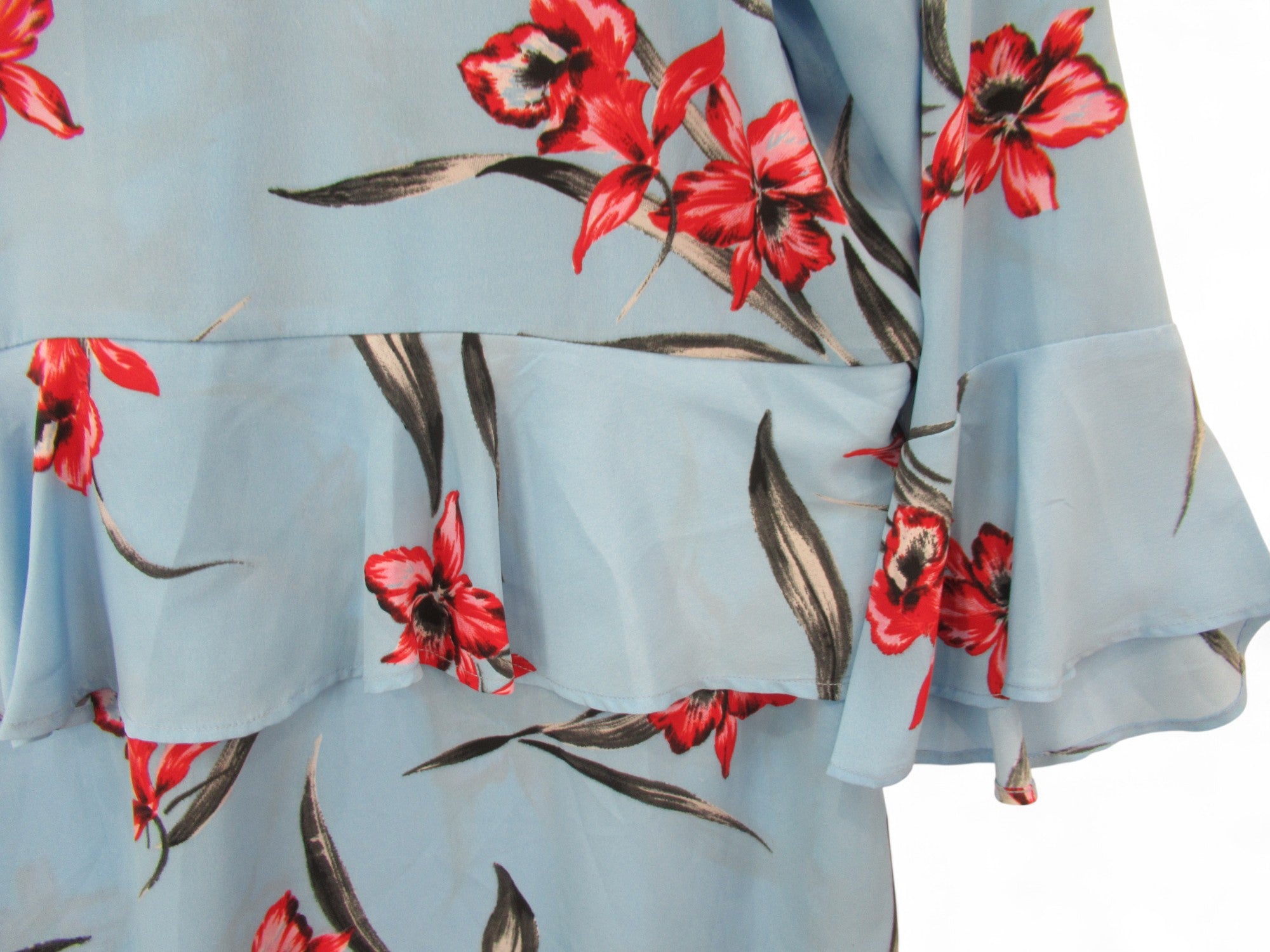 frill image for Neon Rose Floral Dress UK 24 Blue Red Womenswear | Pre-loved