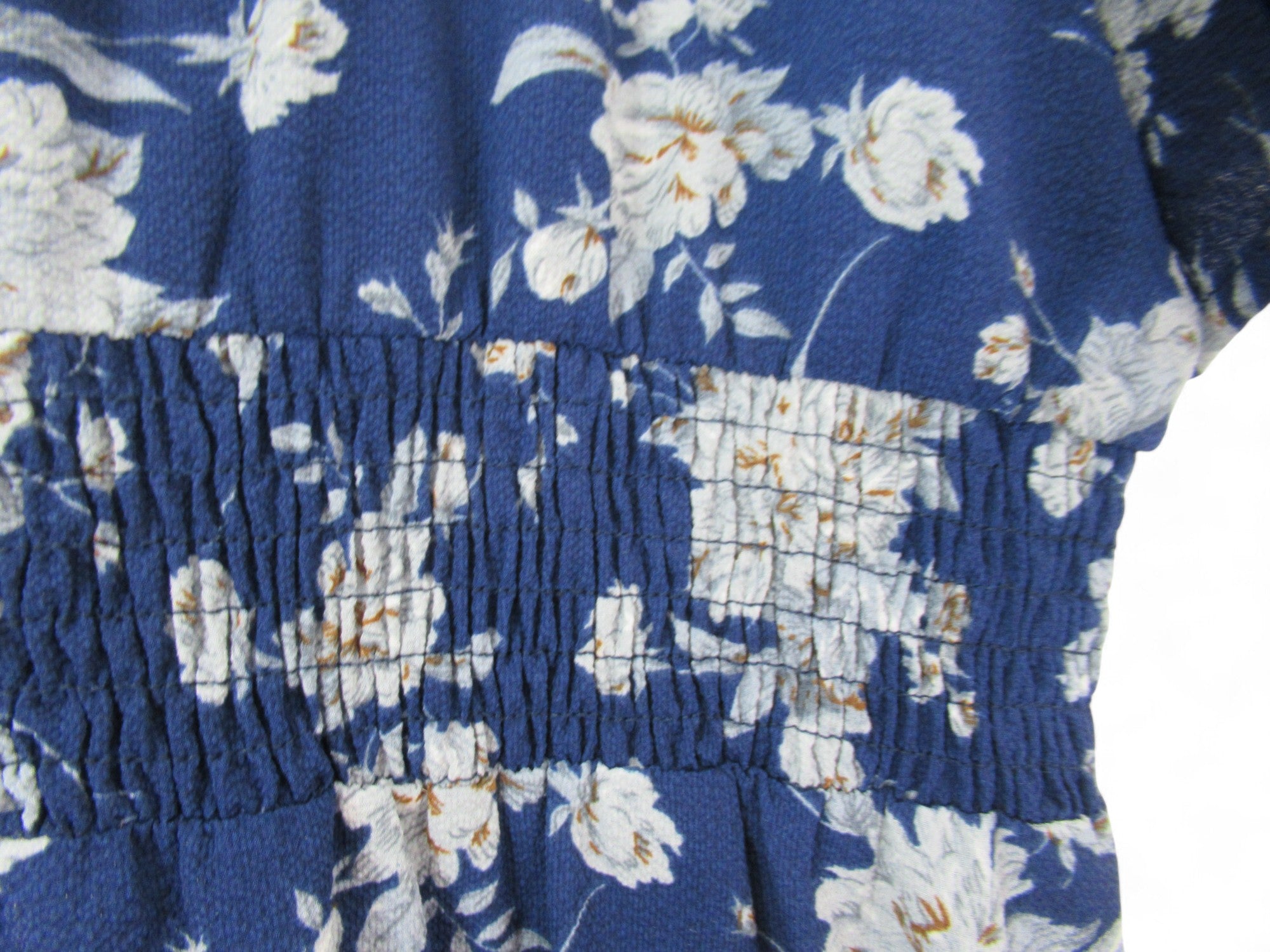 elasticated waist image for Bloomchic Dress UK 22-24 Blue Floral Womenswear | Pre-loved