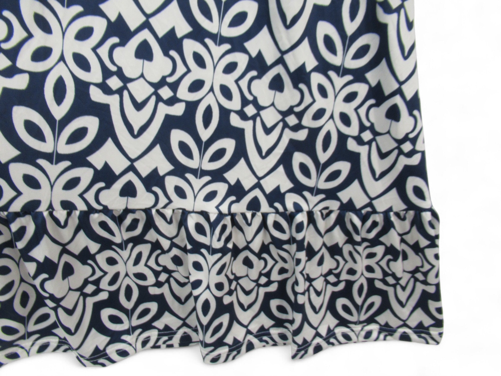 hem image for Maxi Dress Navy White Dress 5XL Geometric Womenswear | Pre-loved 