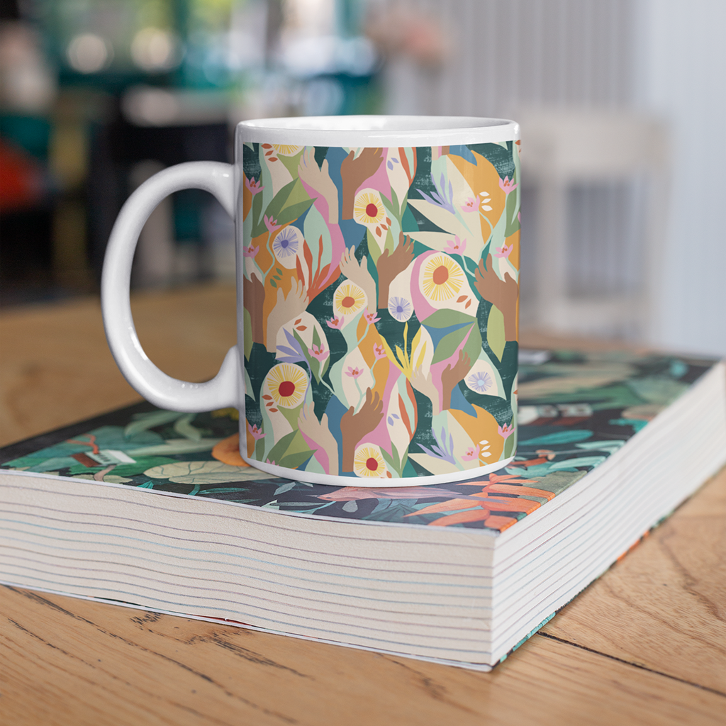 Front image of an exclusive Unity mug designed by artist Lily Windsor Walker