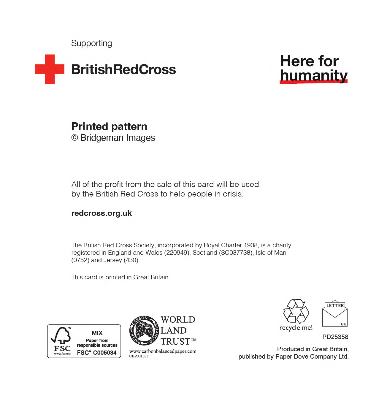 Printed Pattern | Pack of 10 charity Christmas cards with envelopes