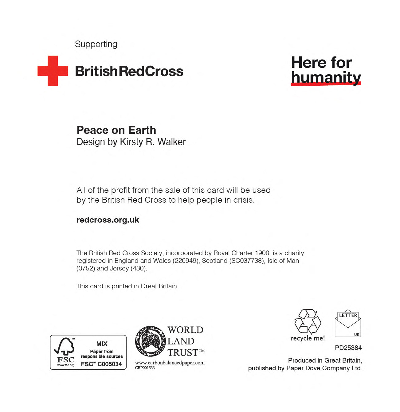 Peace on Earth | Pack of 10 charity Christmas cards with envelopes