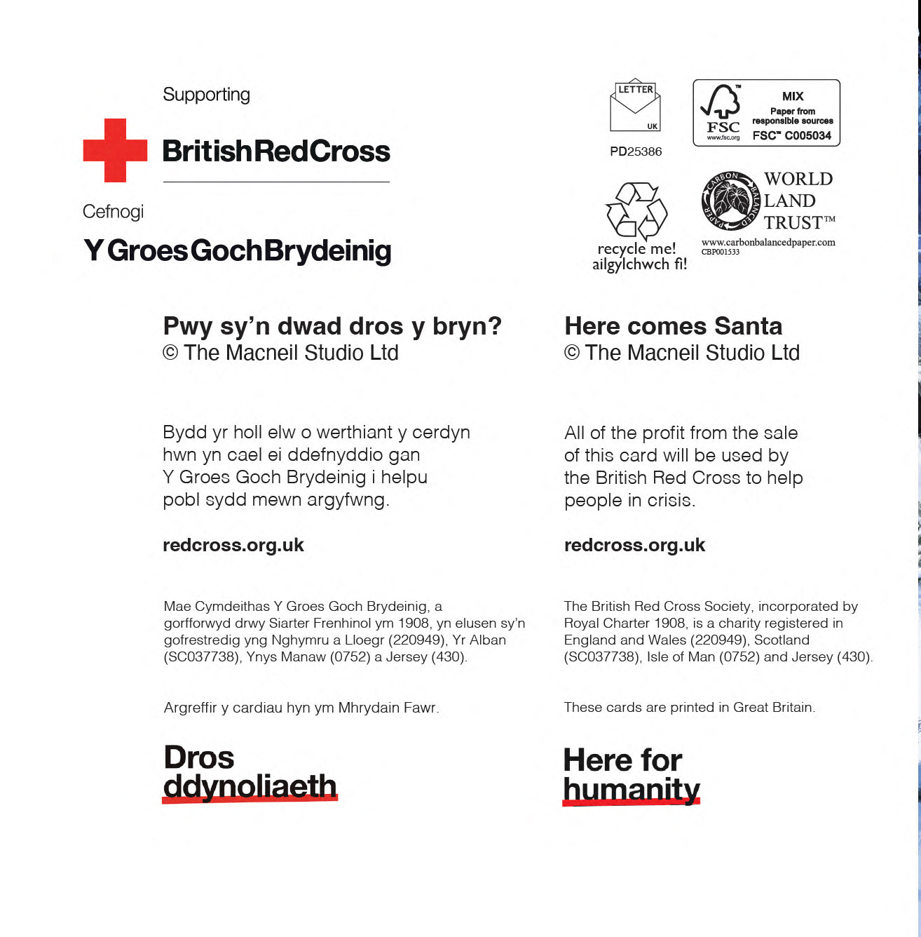 Here comes Santa | Bilingual Pack of 10 charity Christmas cards with envelopes