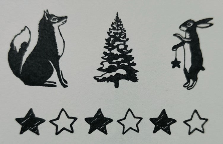 Woodland set of 4 stamps with ink pen