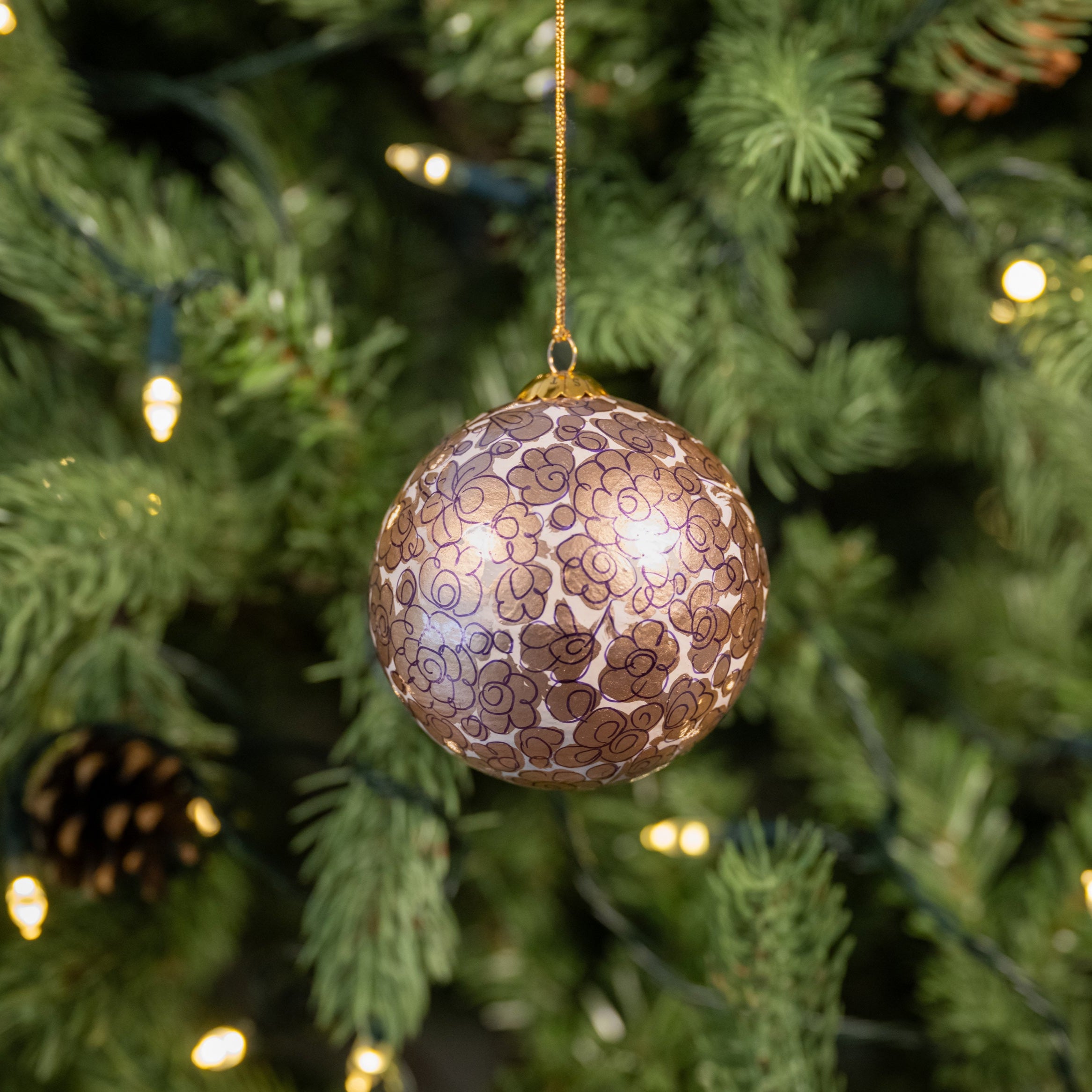 Enchanted Gold Hand Painted Christmas Bauble | British Red Cross Shop