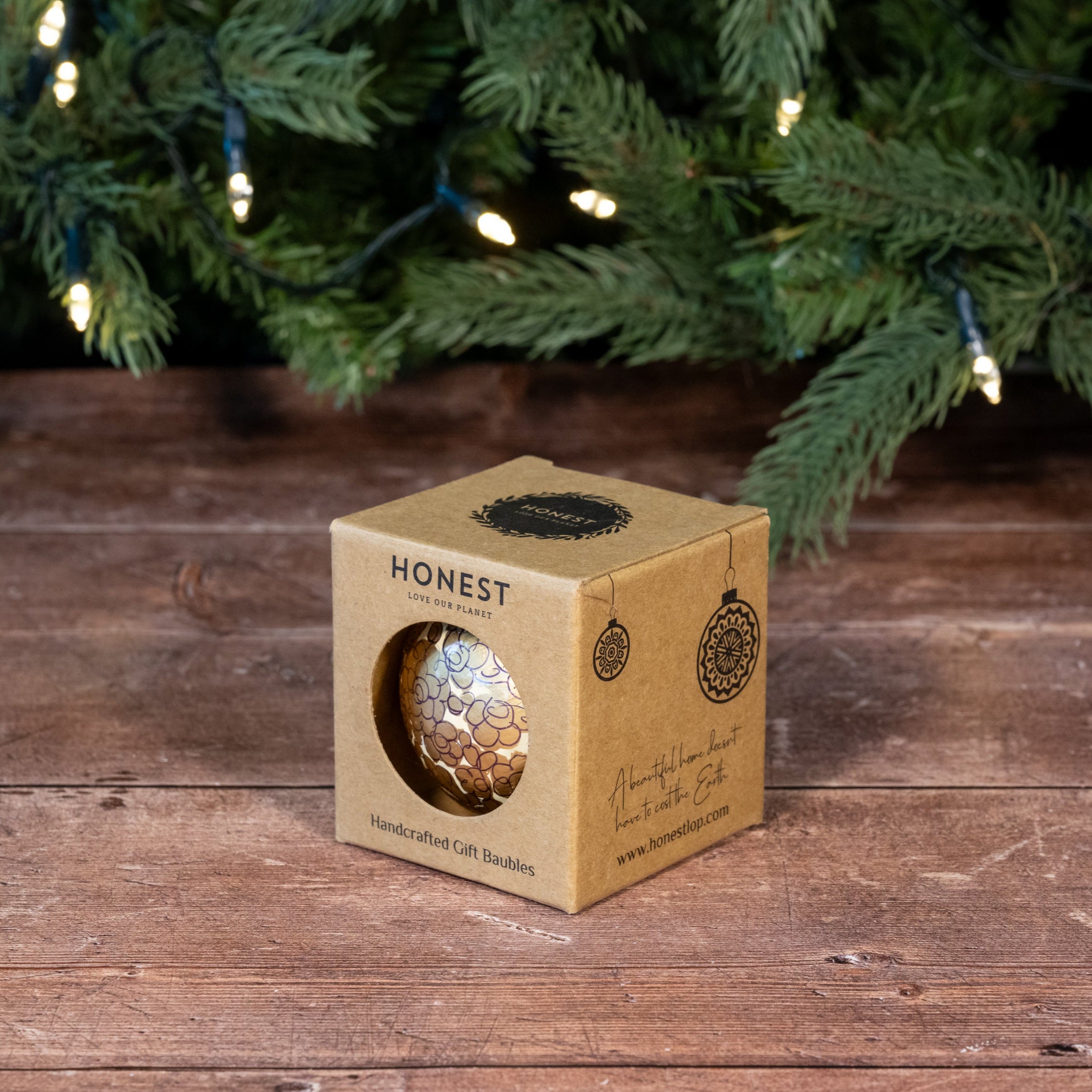 Enchanted Gold Hand Painted Christmas Bauble | British Red Cross Shop