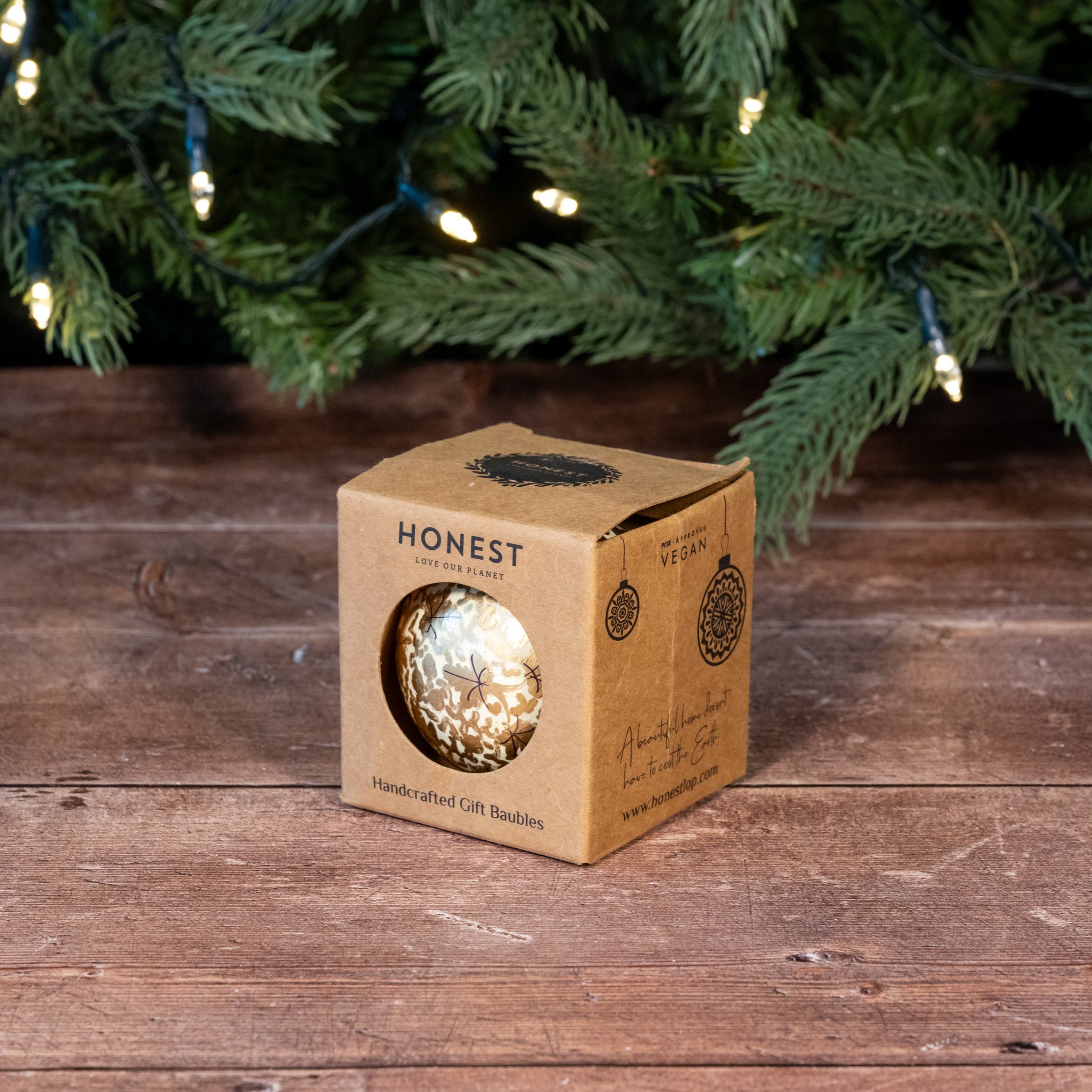 Gold Leaf Hand Painted Christmas Bauble | British Red Cross Shop