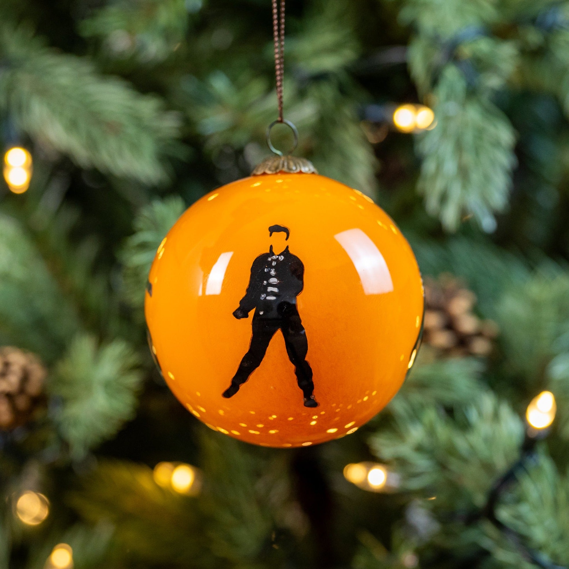 Elvis Hand Painted Glass Christmas Bauble