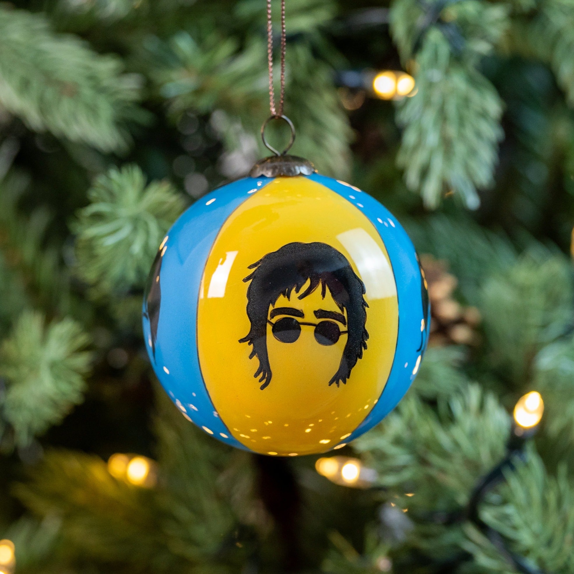 Beatles Hand Painted Glass Christmas Bauble