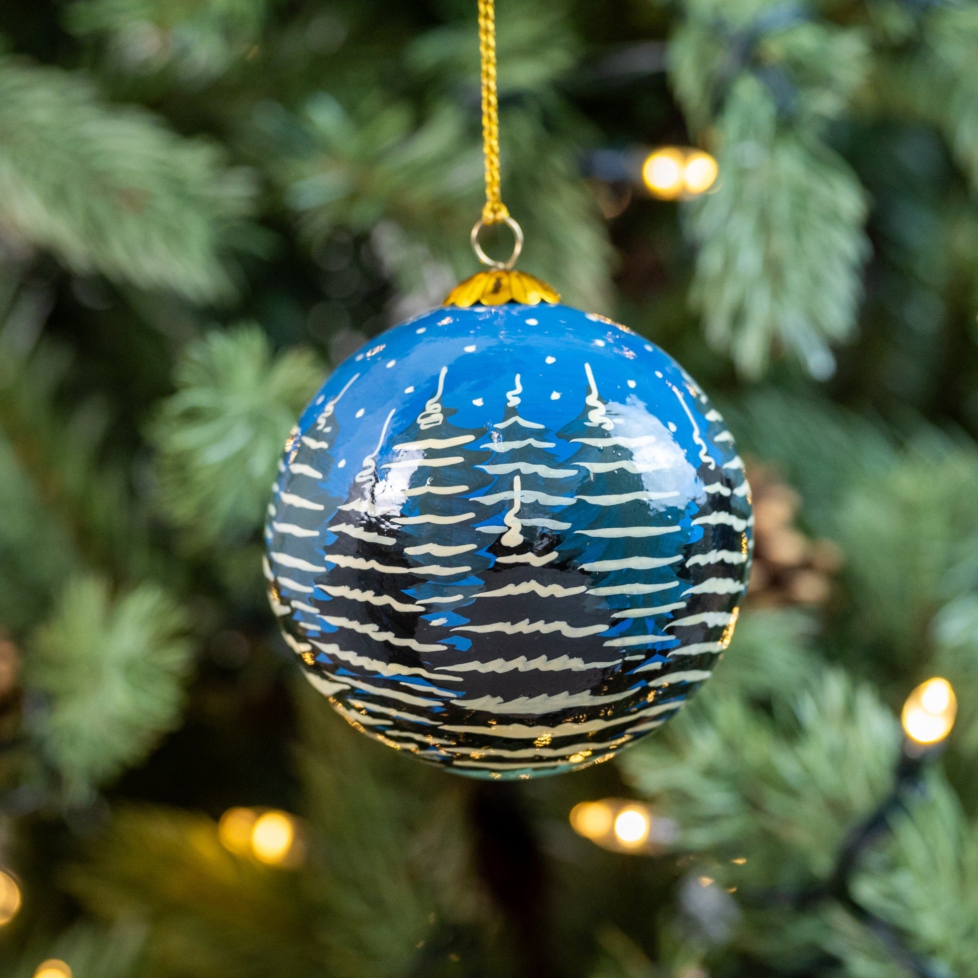 Winter Trees Hand Painted Christmas Bauble | British Red Cross Shop