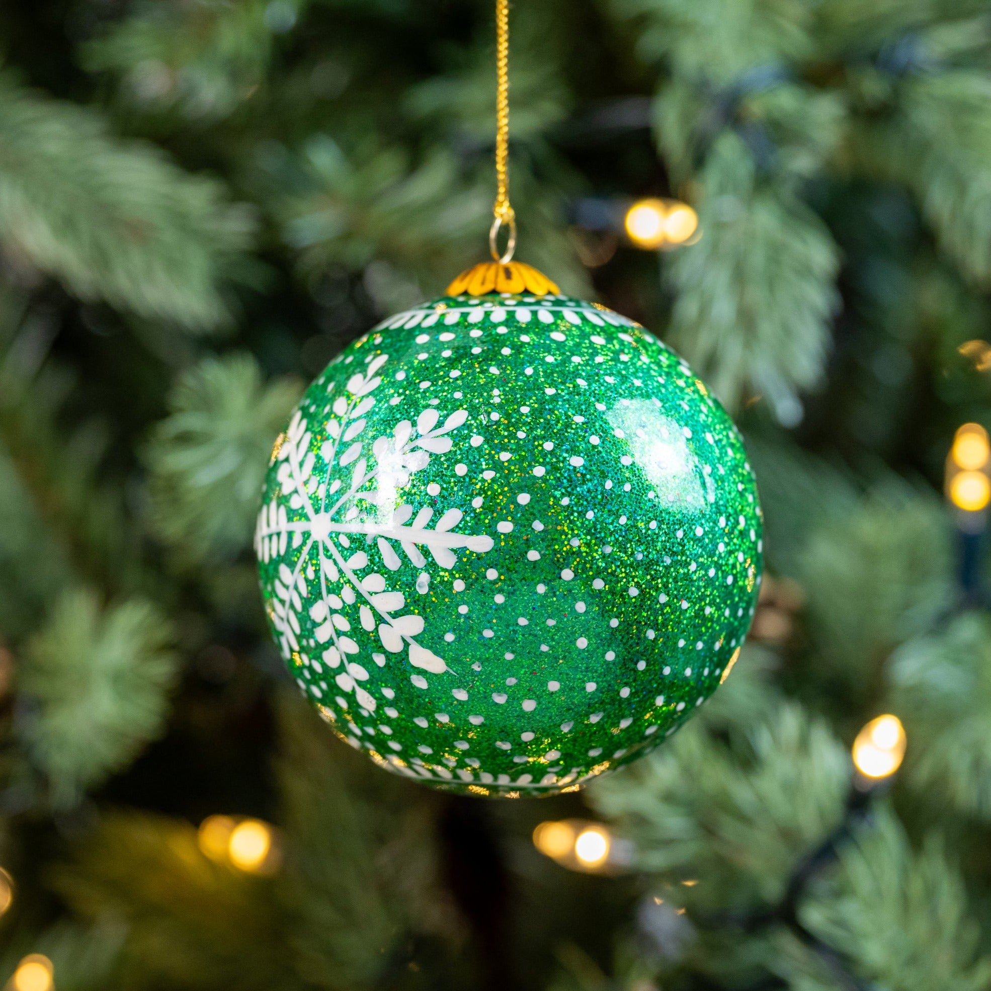 Frozen Green Hand Painted Christmas Bauble | British Red Cross Shop