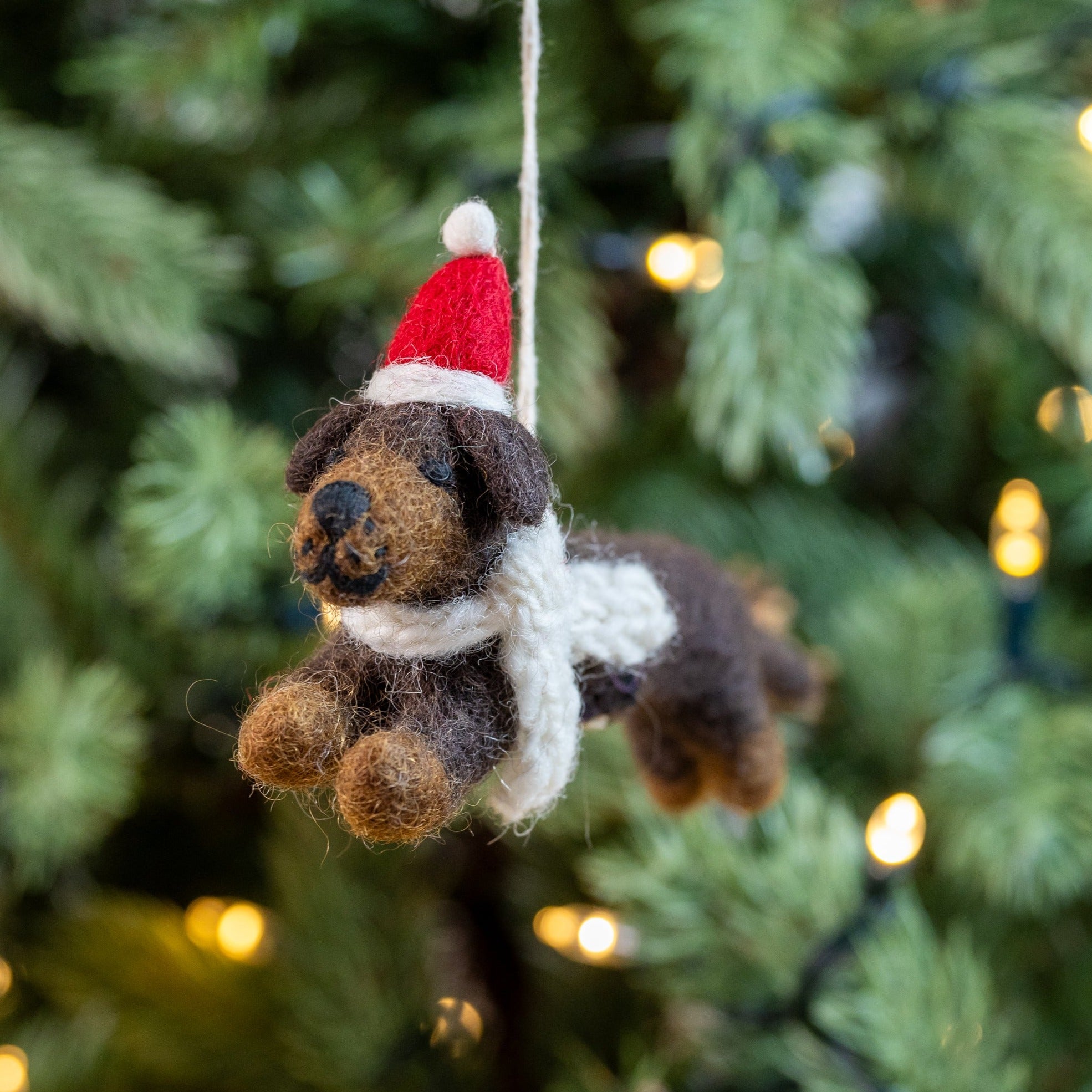 Sausage Dog with Hat & Scarf  | Handmade Christmas Decoration