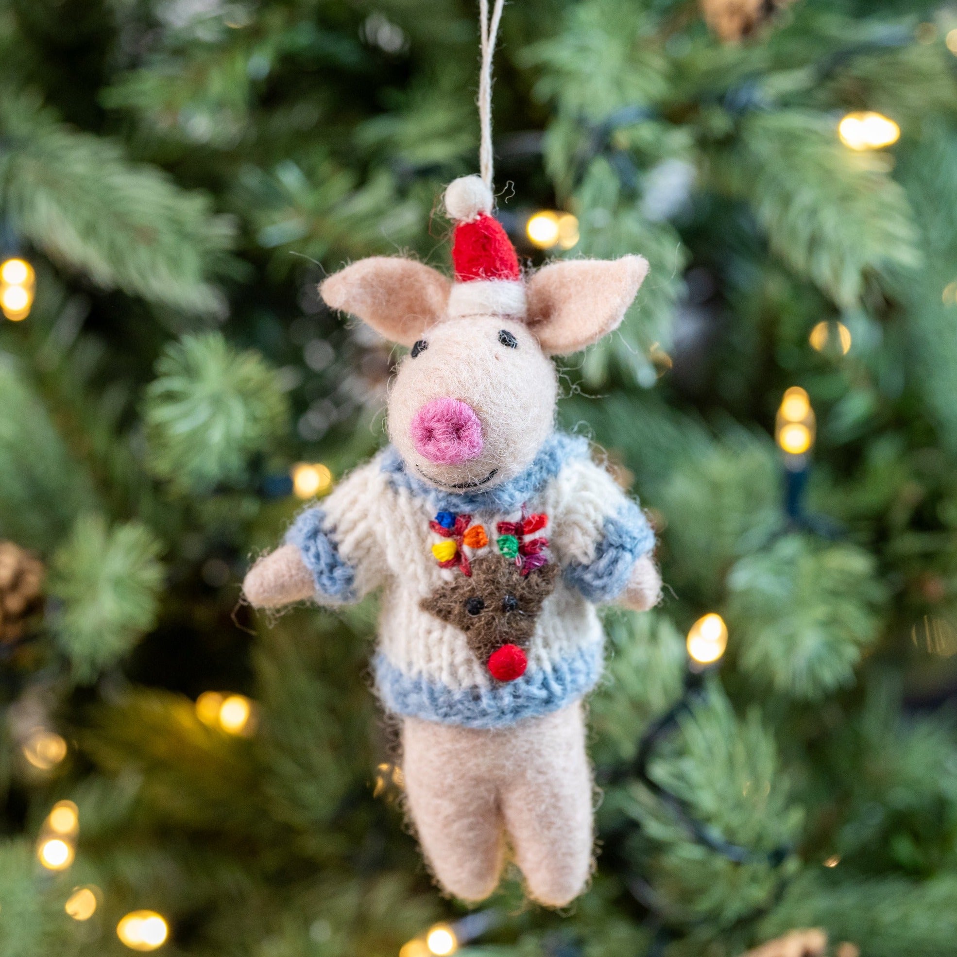 Piglet in Christmas Jumper | Handmade Christmas Decoration