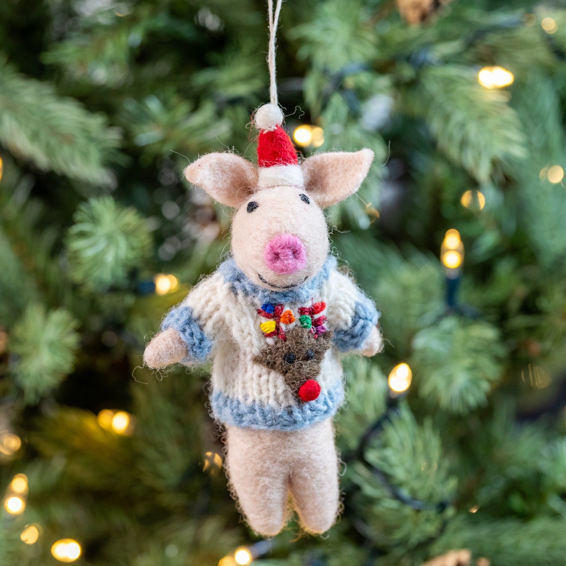 Piglet in Christmas Jumper | Handmade Christmas Decoration