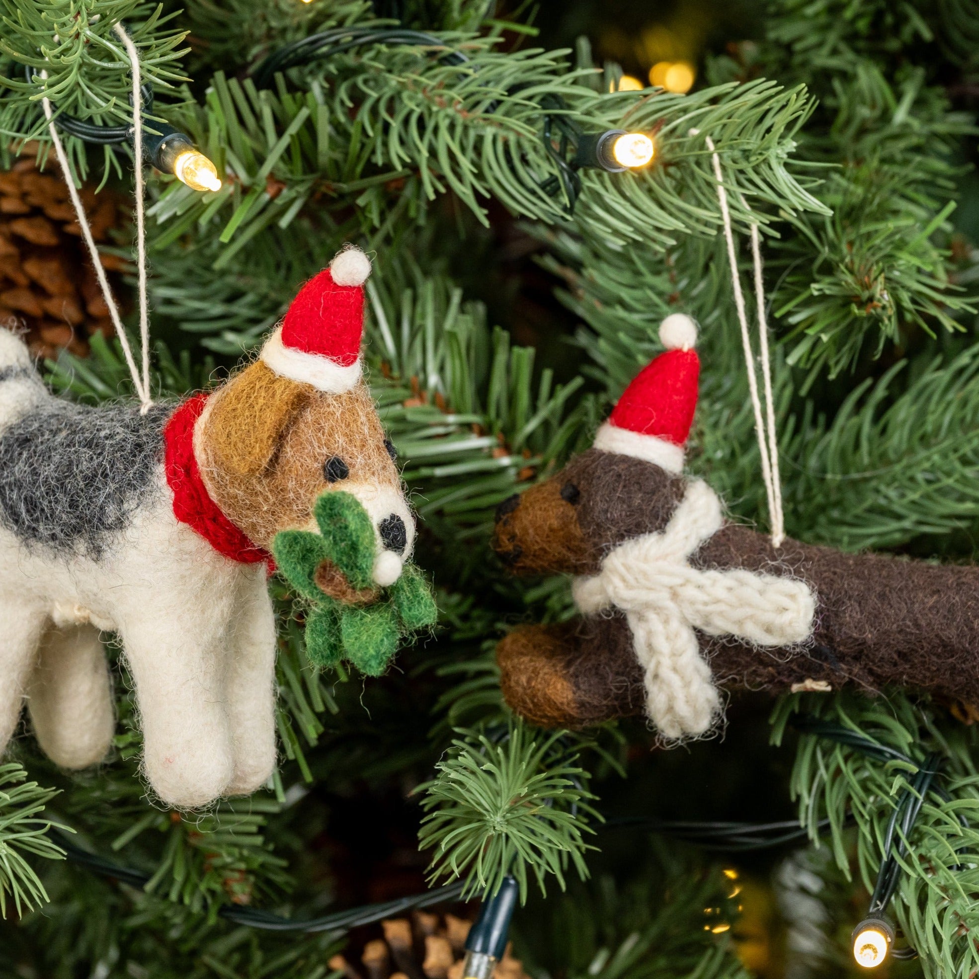 Sausage Dog with Hat & Scarf  | Handmade Christmas Decoration