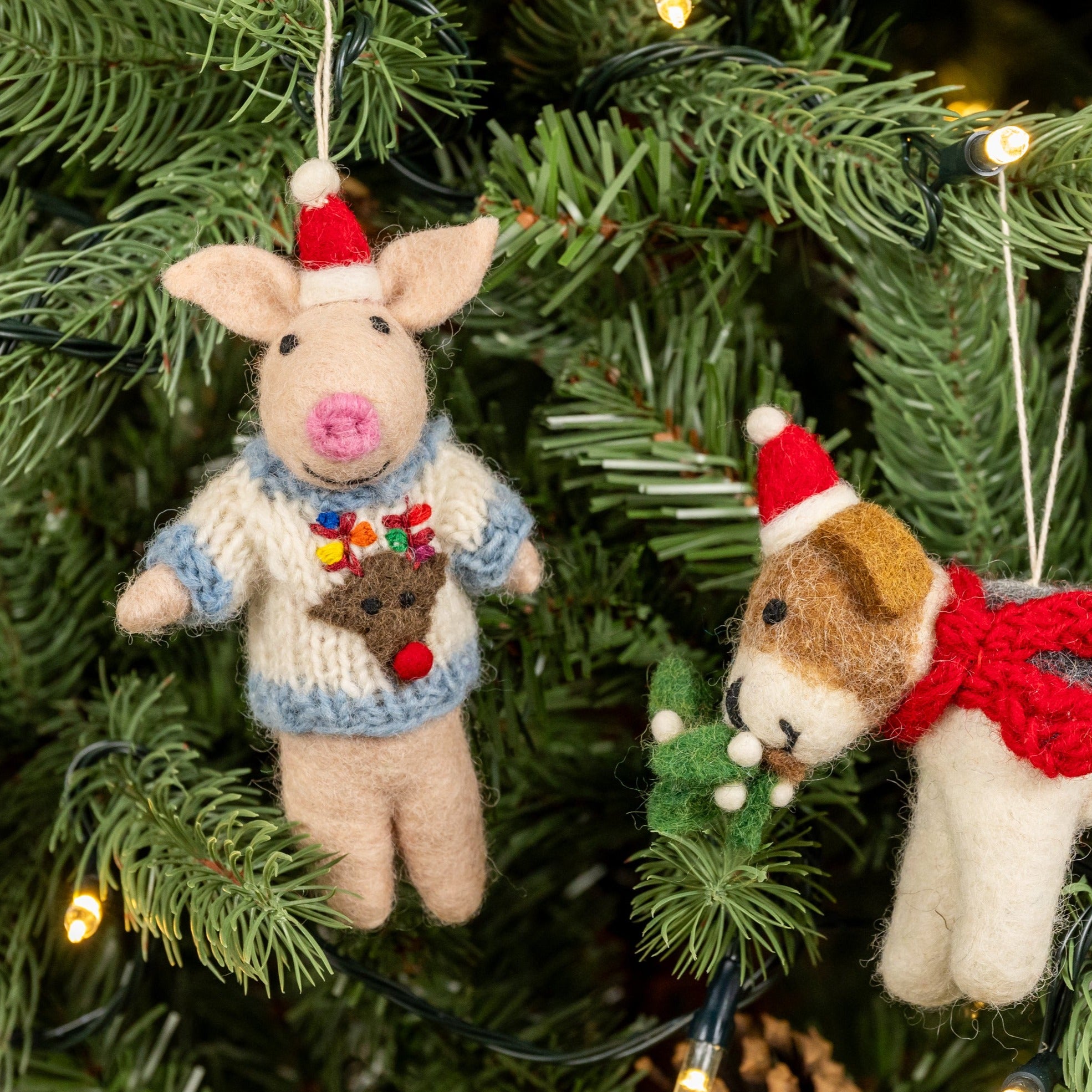 Piglet in Christmas Jumper | Handmade Christmas Decoration