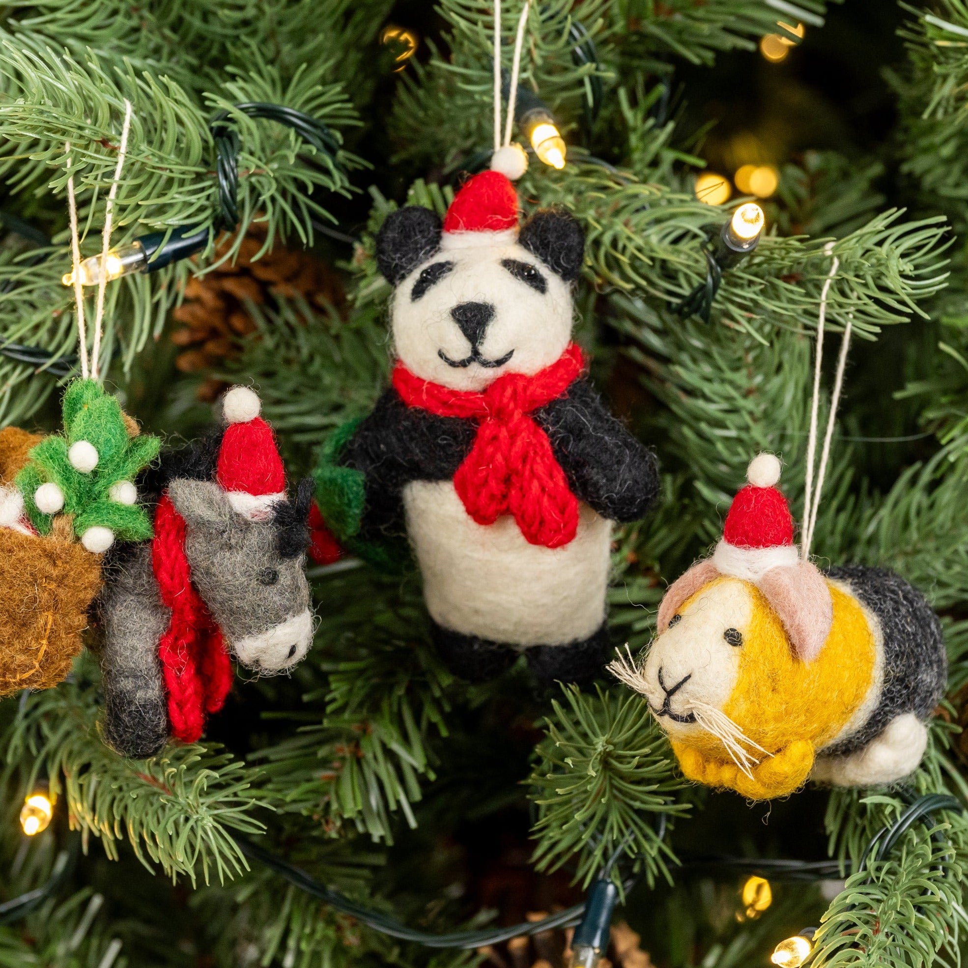 Panda with Holly Sprig | Handmade Christmas Decoration