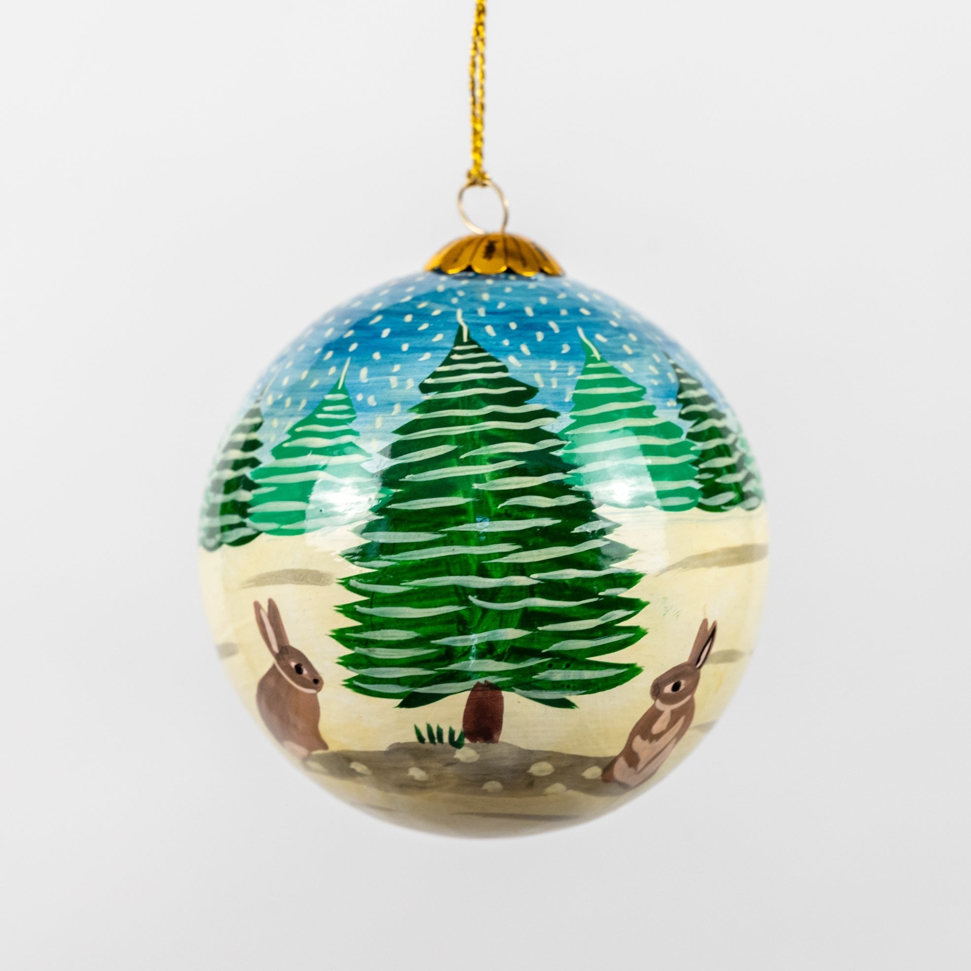 Snow Bunnies Hand Painted Christmas Bauble | British Red Cross Shop