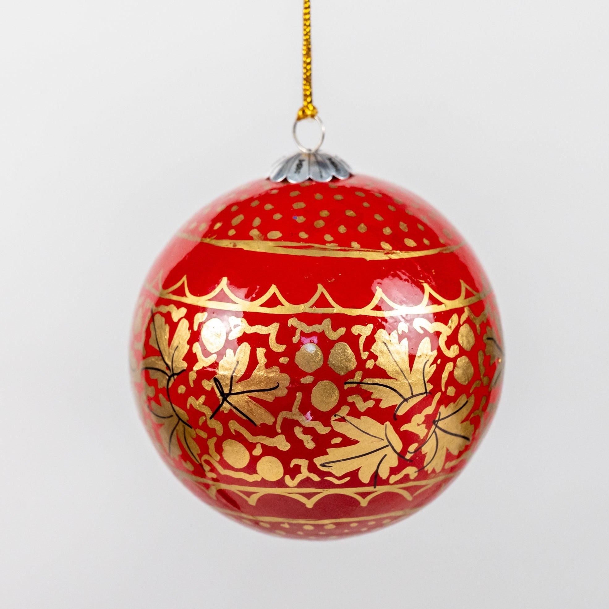 Red Chinar Hand Painted Christmas Bauble | British Red Cross Shop