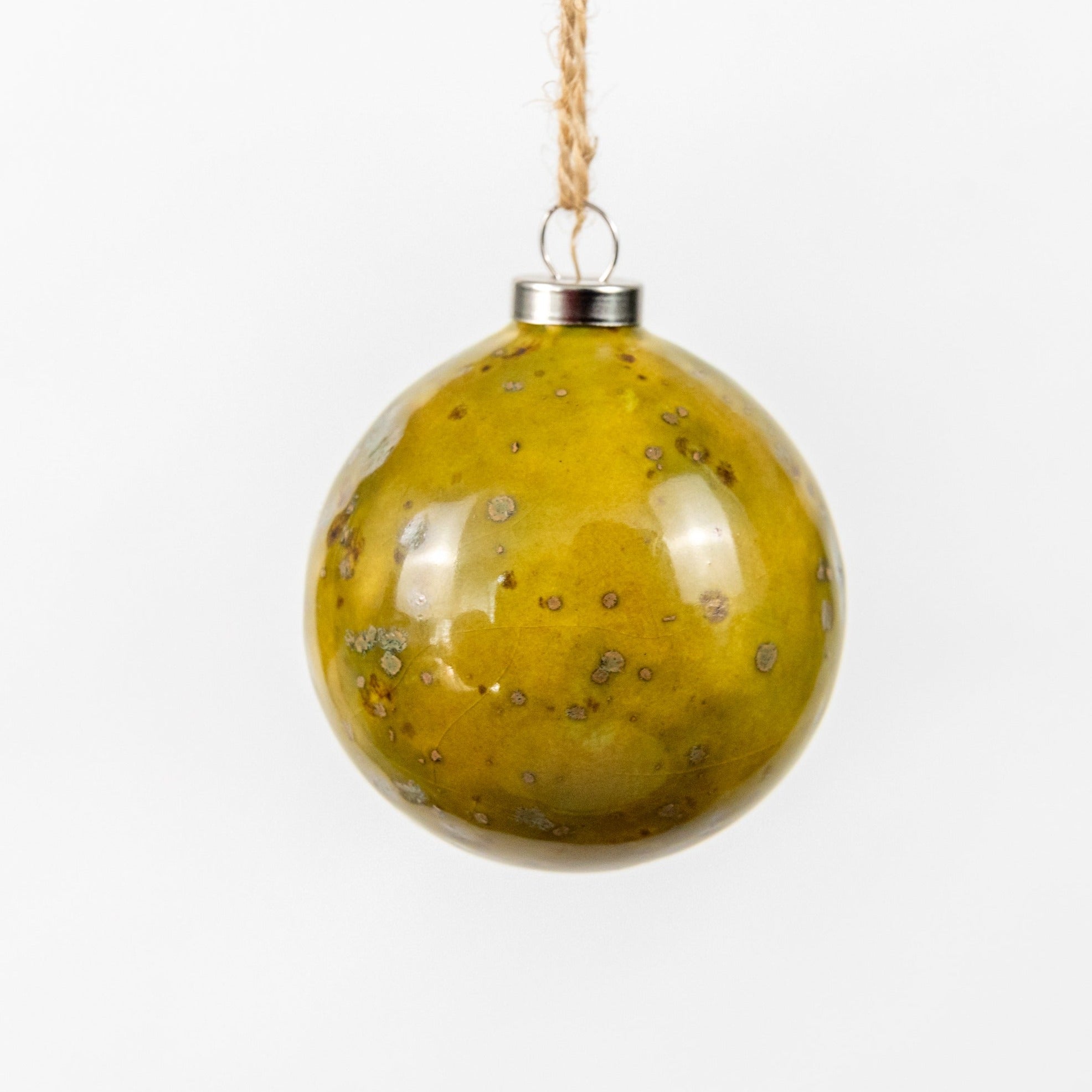 Green Hand-Painted Ceramic Bauble | Round Shape