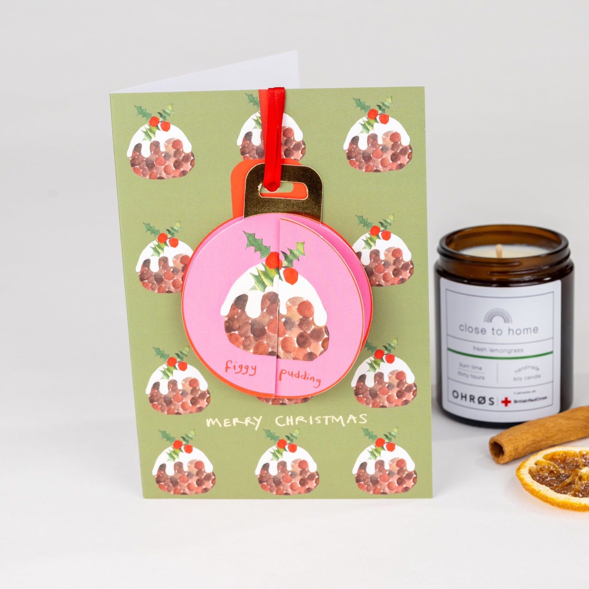 Figgy Pudding | POP-UP Bauble Christmas card with envelope