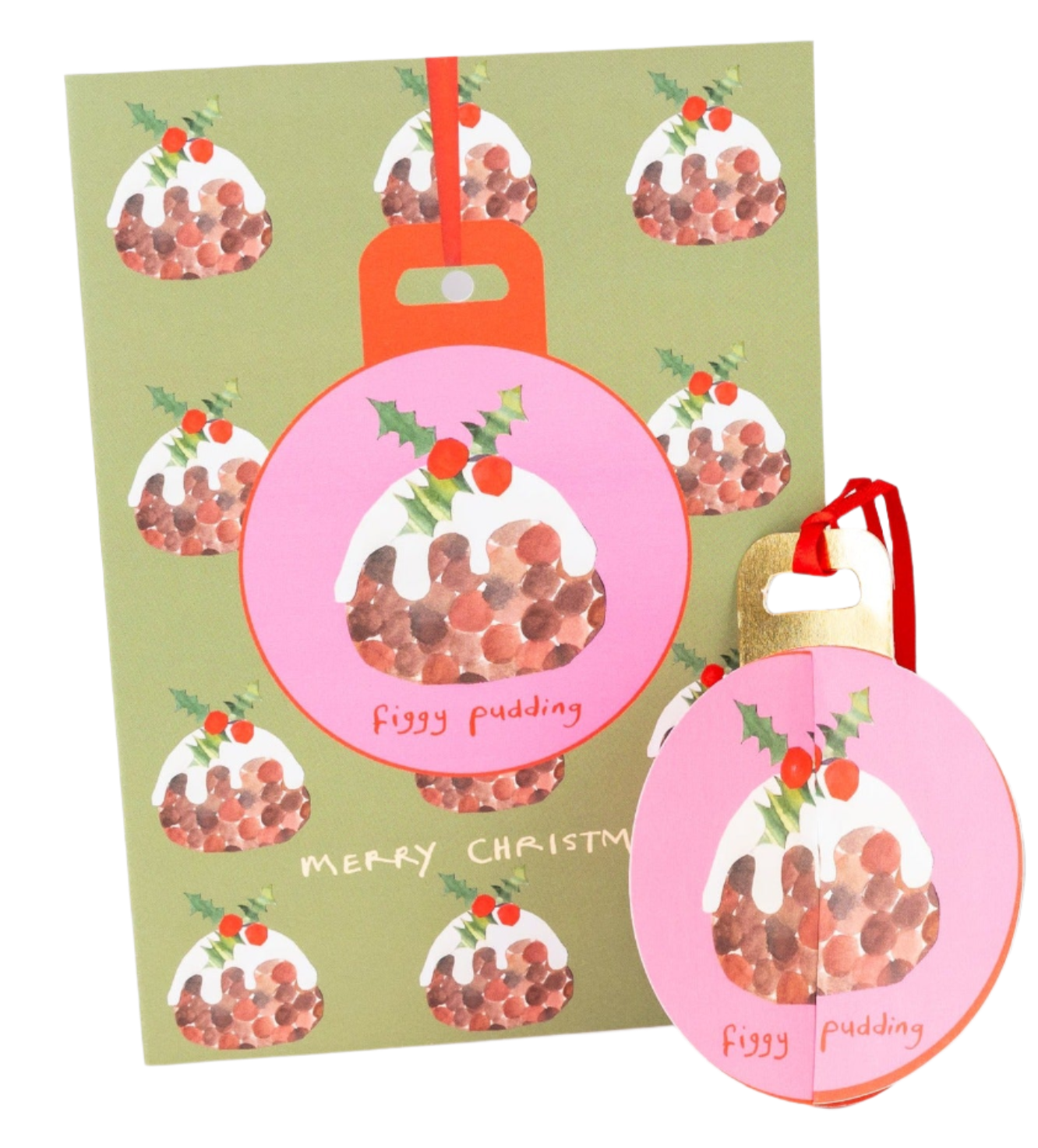 Figgy Pudding | POP-UP Bauble Christmas card with envelope