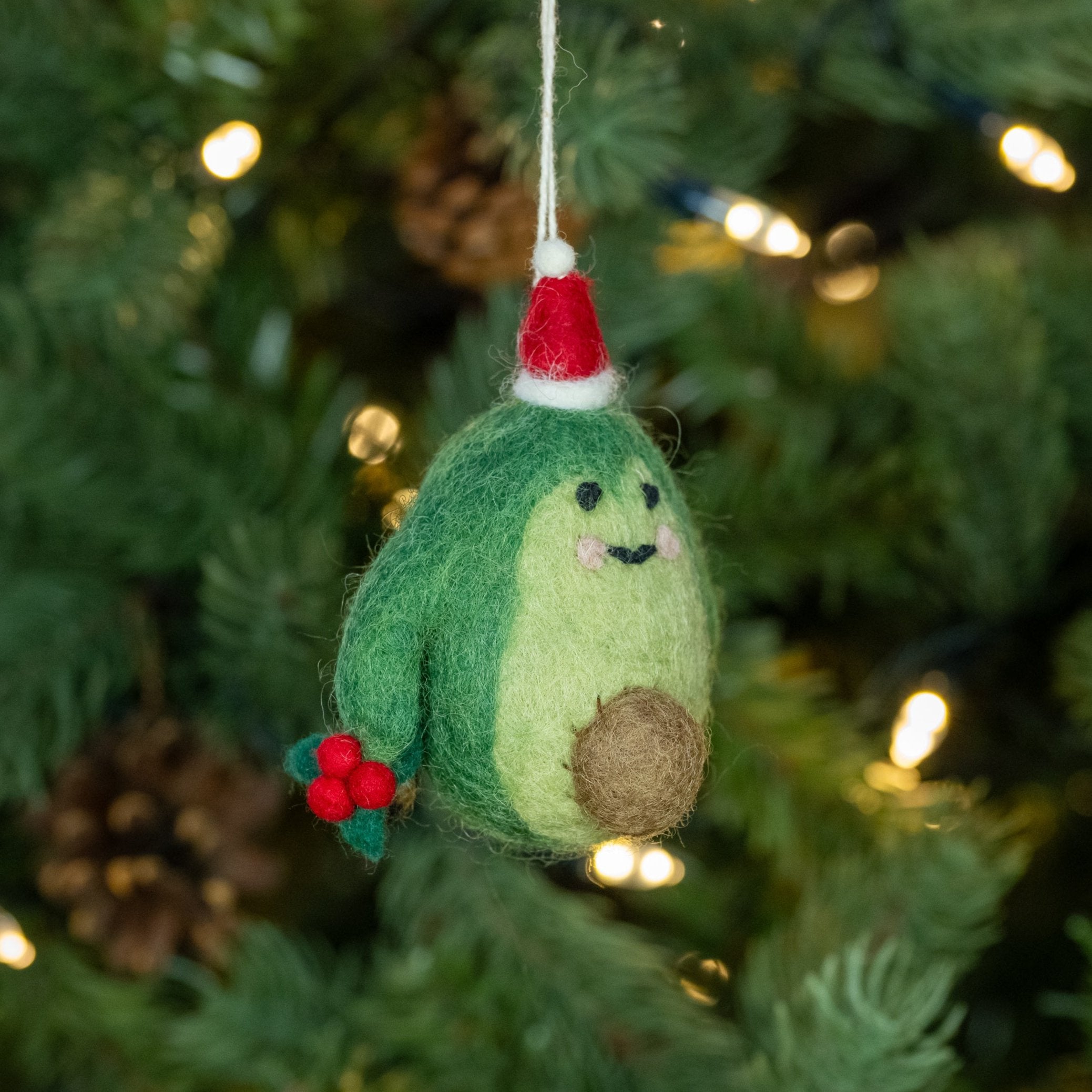 Side image of Christmas Avocado Handmade Felt Christmas Decoration