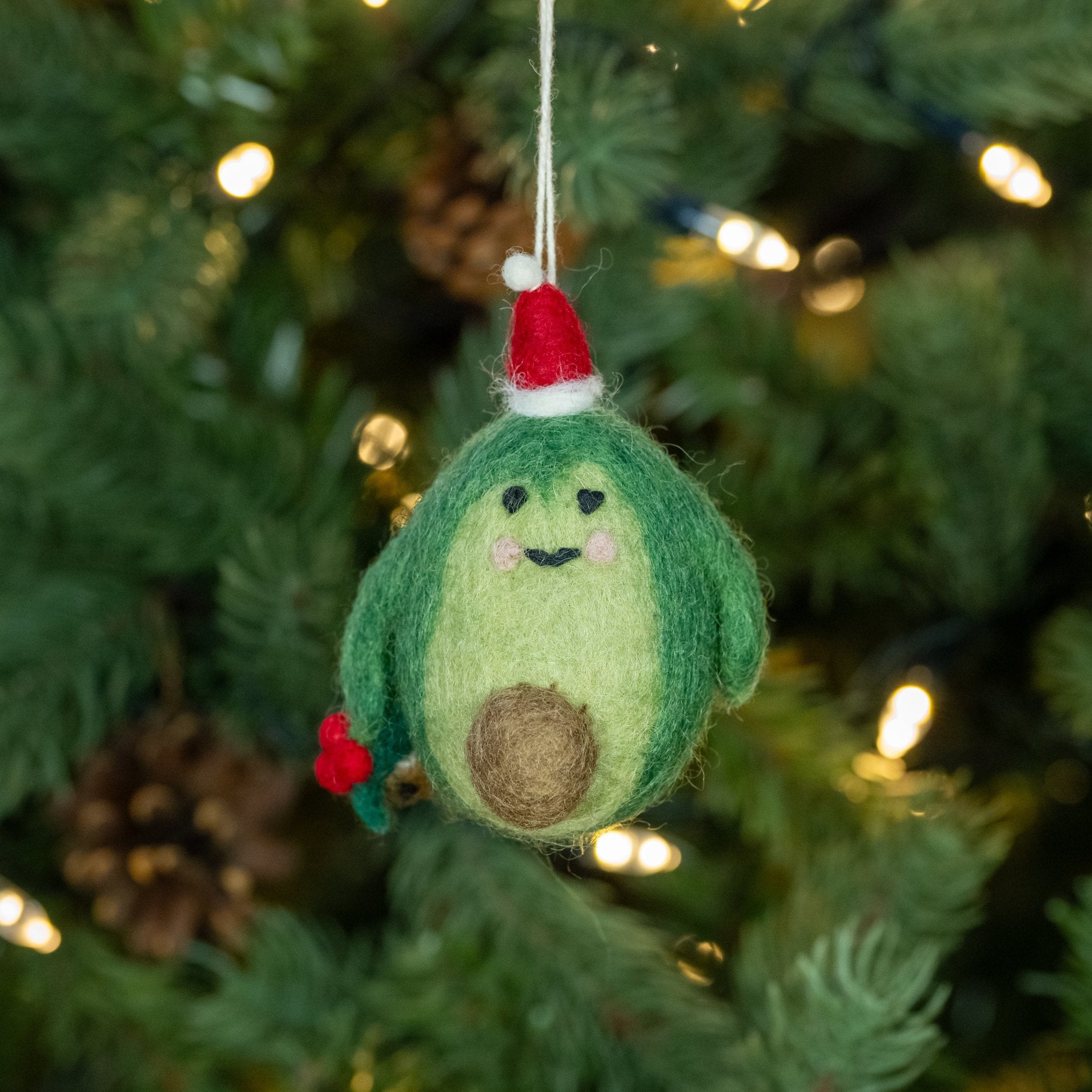 Front image of Christmas Avocado Handmade Felt Christmas Decoration