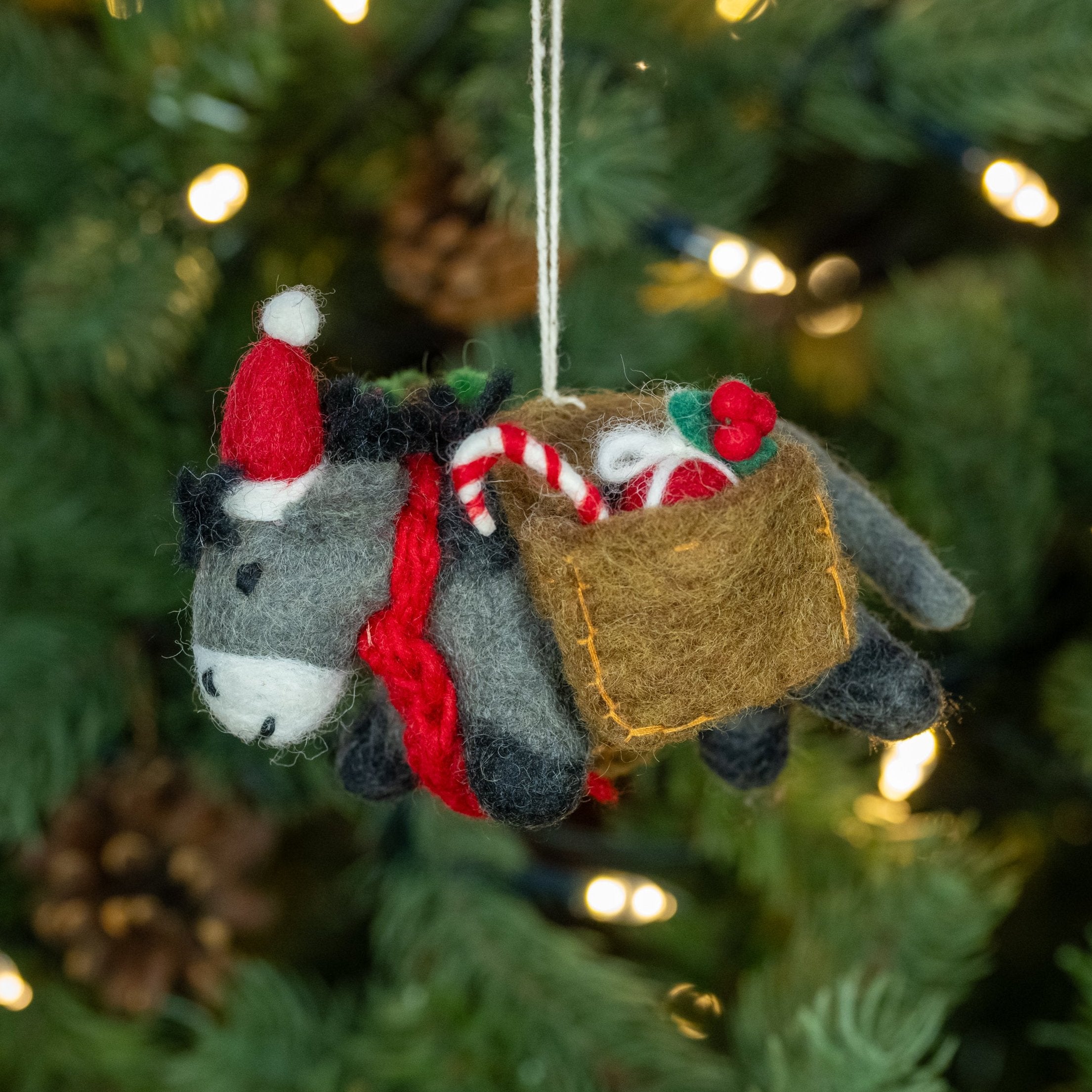 Donkey with Christmas Panniers  | Handmade Christmas Decoration