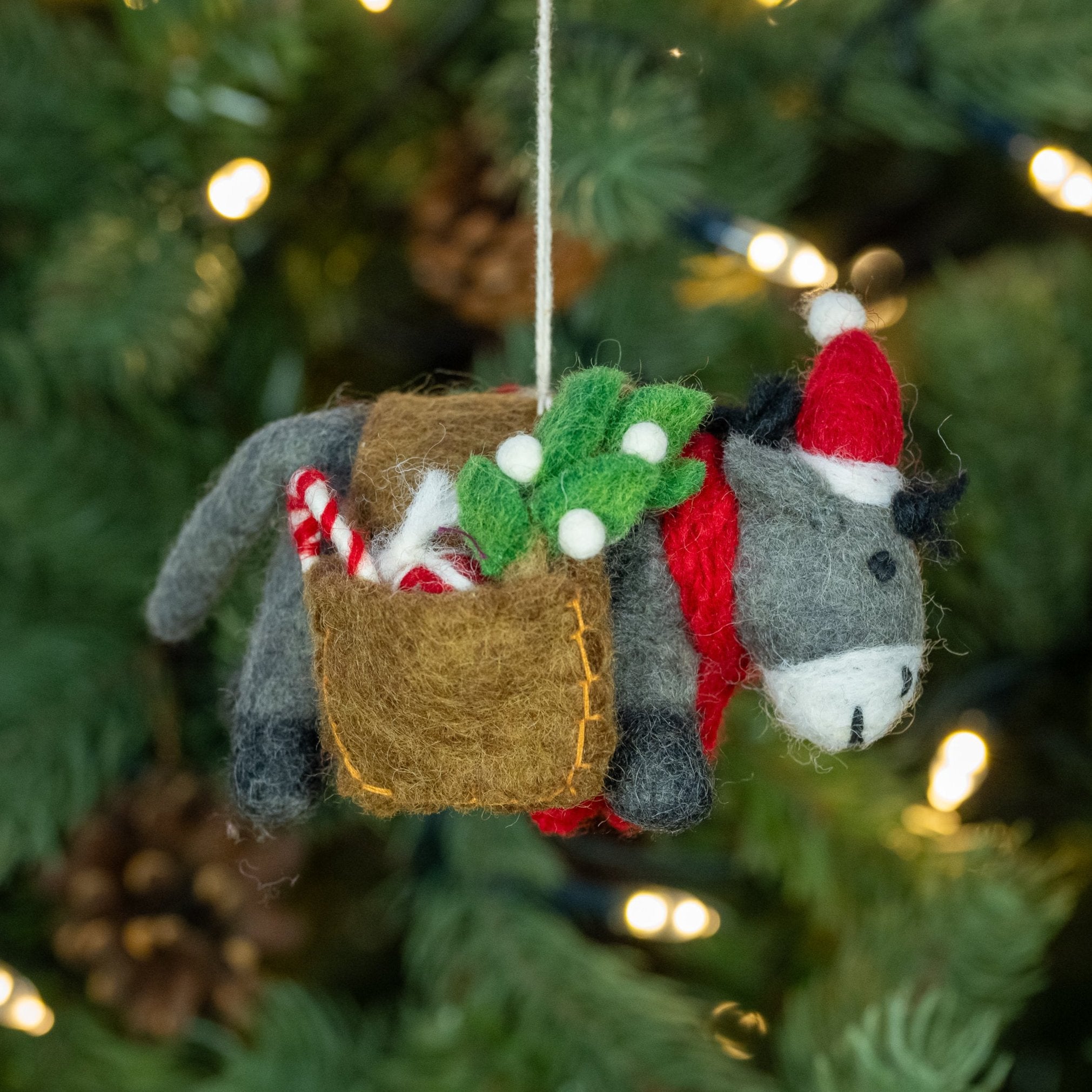 Donkey with Christmas Panniers  | Handmade Christmas Decoration