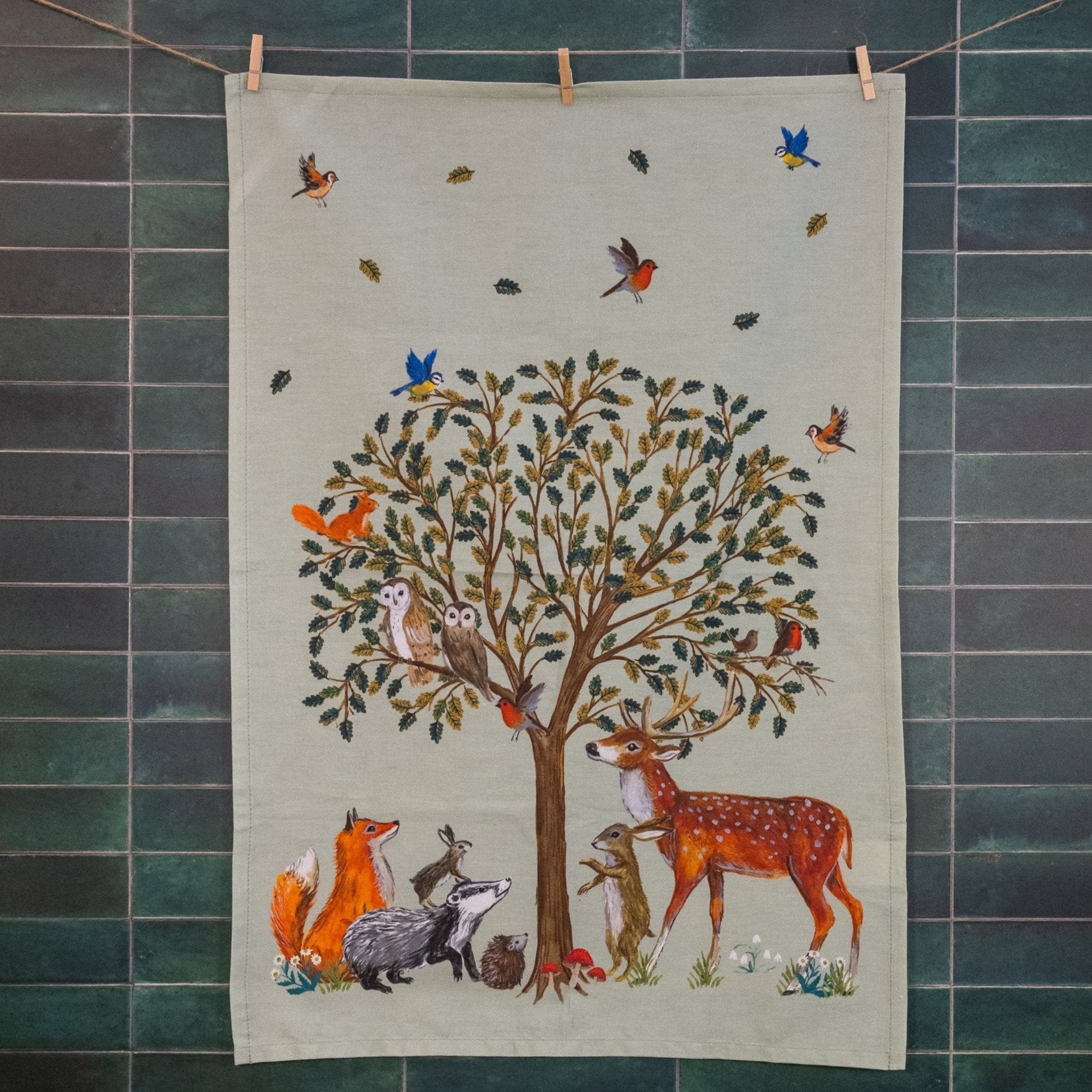 Woodland recycled cotton tea towel