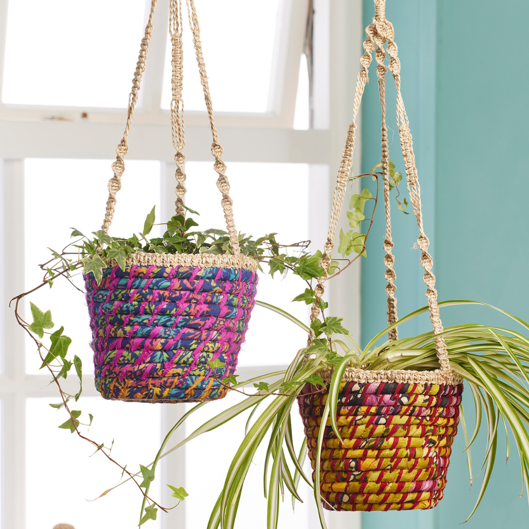 Recycled Sari Hanging Plant Basket | Namaste