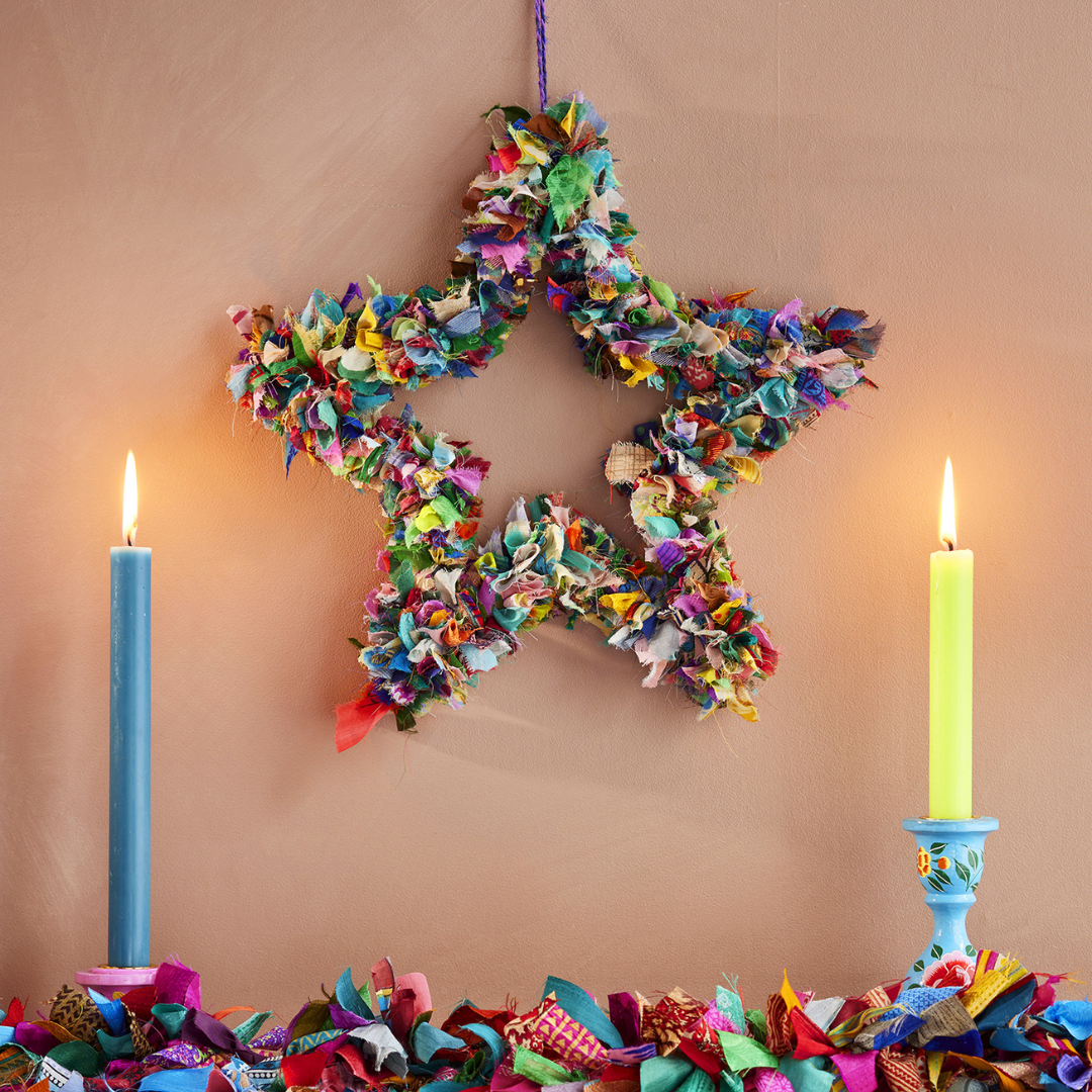 Recycled Sari Star Wreath | Namaste