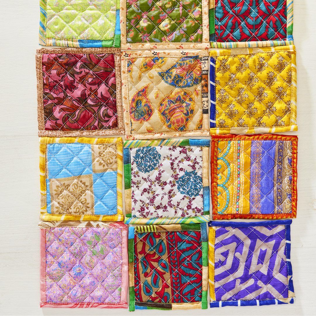 Recycled Sari Quilted Coaster | Namaste