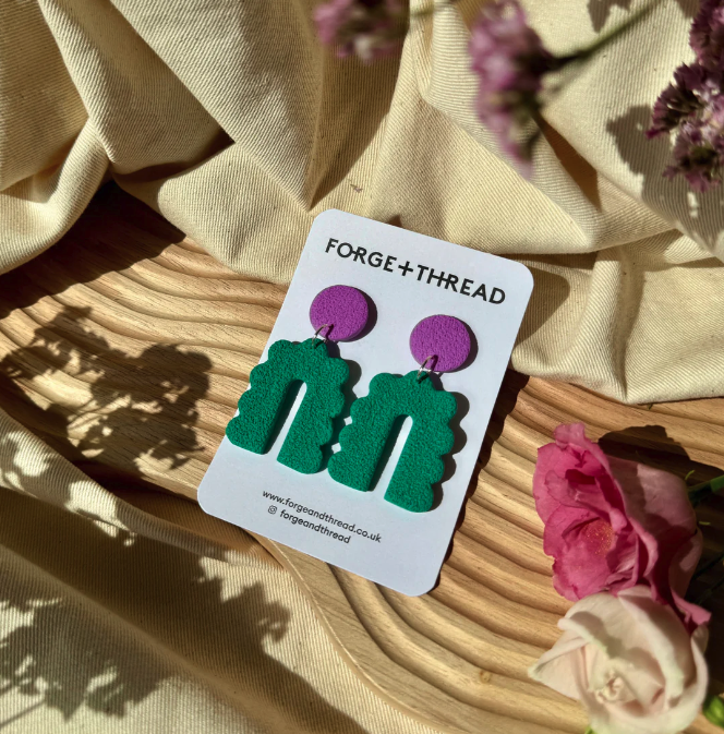 Green and Lilac Scalloped Arch Earring | Forge + Thread