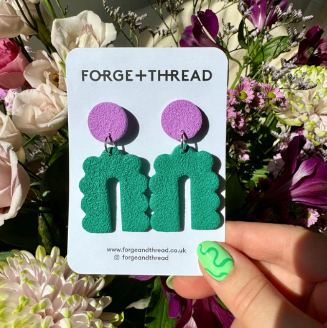 Green and Lilac Scalloped Arch Earring | Forge + Thread