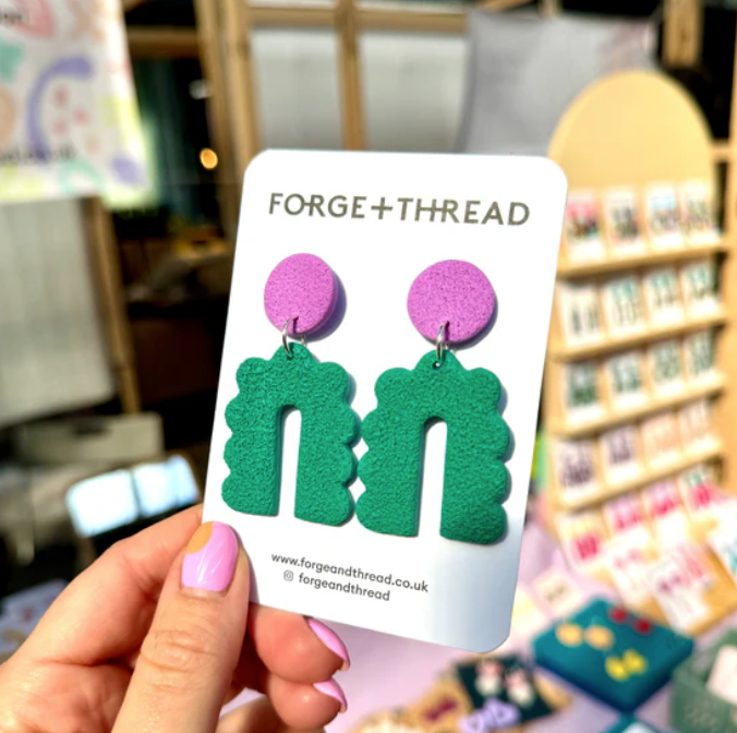 Green and Lilac Scalloped Arch Earring | Forge + Thread